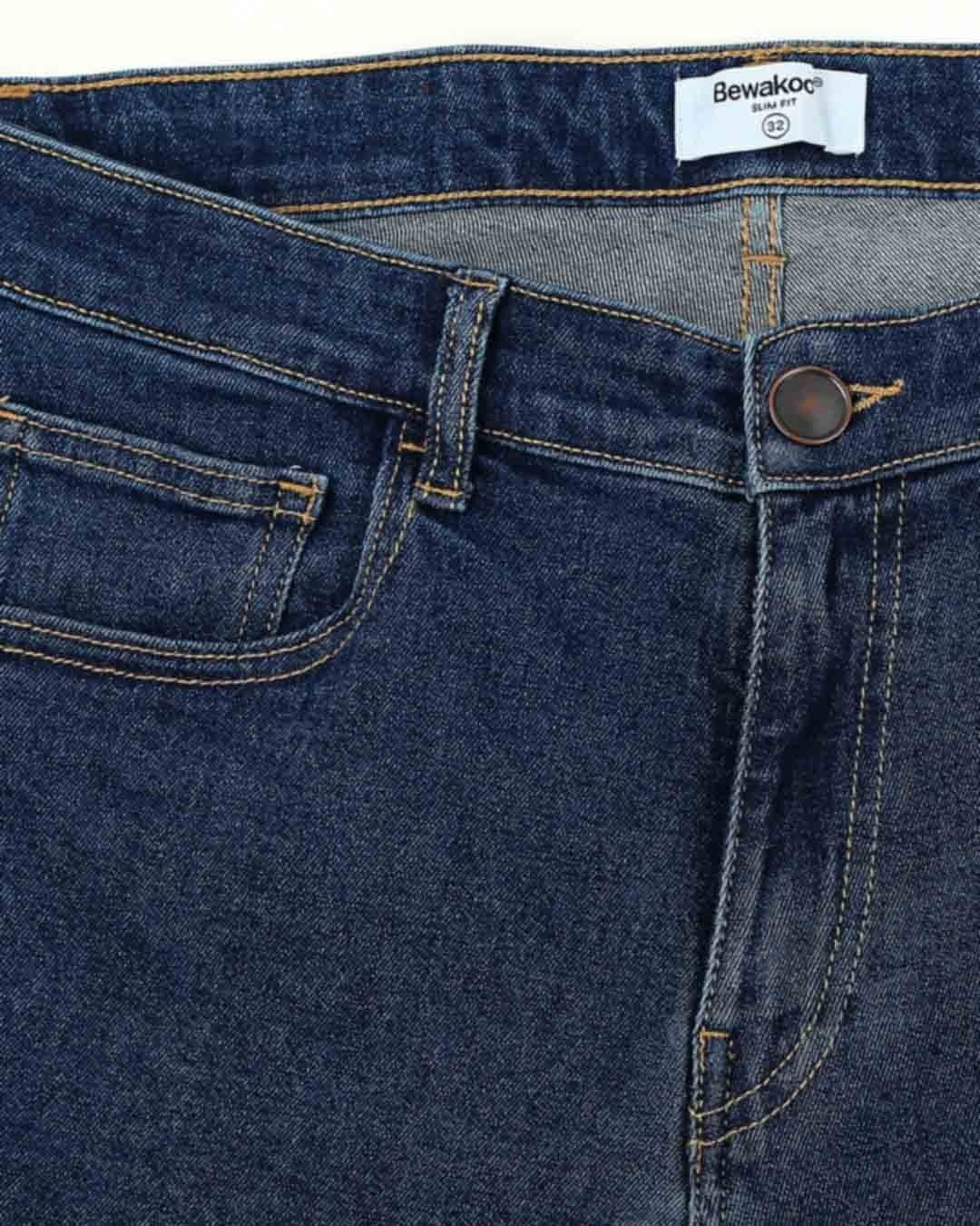 Shop Indigo Denim Pants Mid Rise Stretchable Men's Jeans
