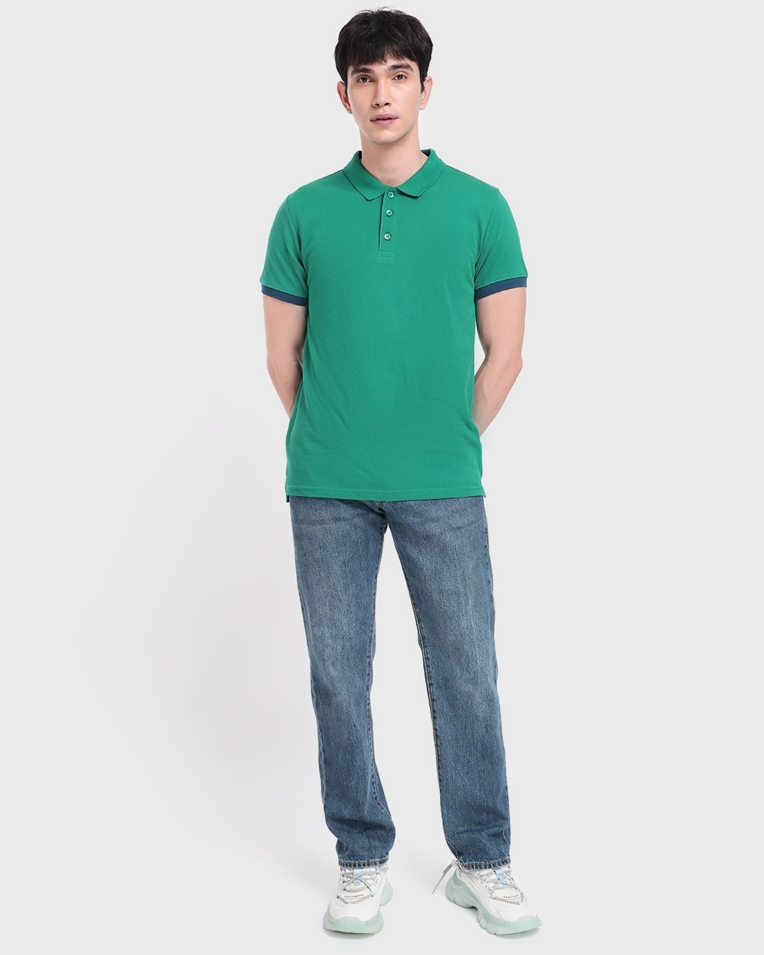 Buy Men's Green Cuffed Sleeve Polo T-shirt for Men Ivy Online at Bewakoof
