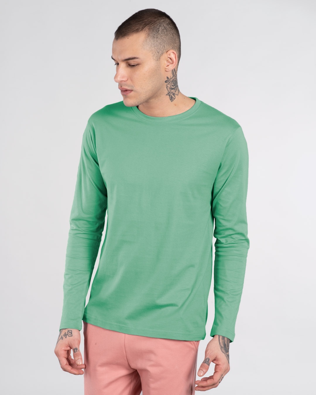 Shop Jade Green Full Sleeve T-Shirt-Front