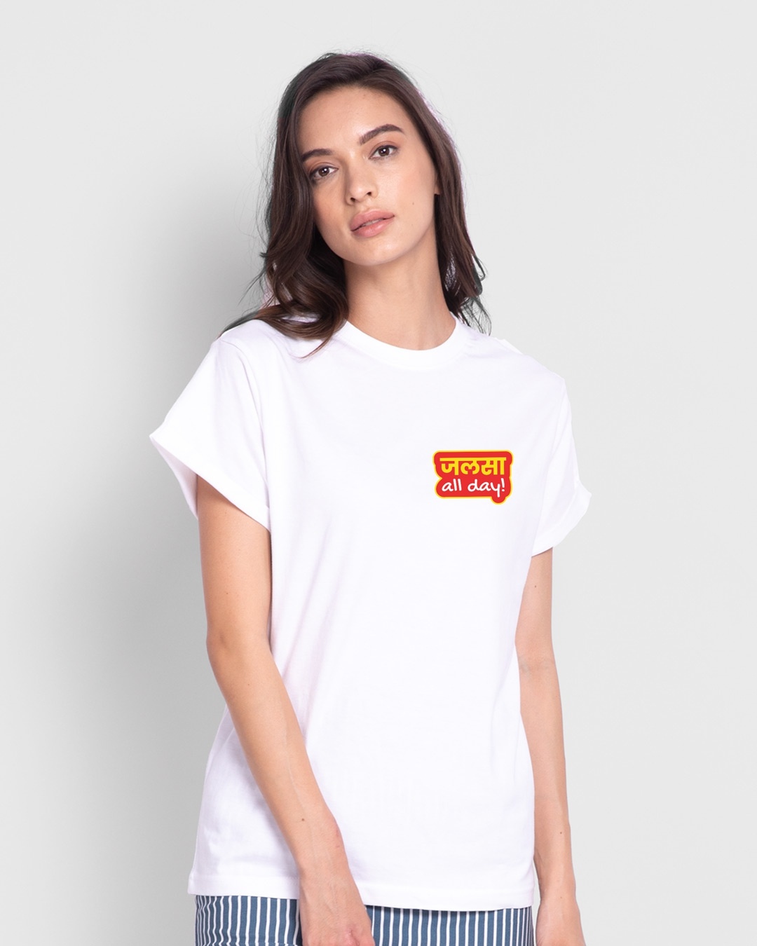 Shop Jalsa All Day Boyfriend T-Shirt White-Back