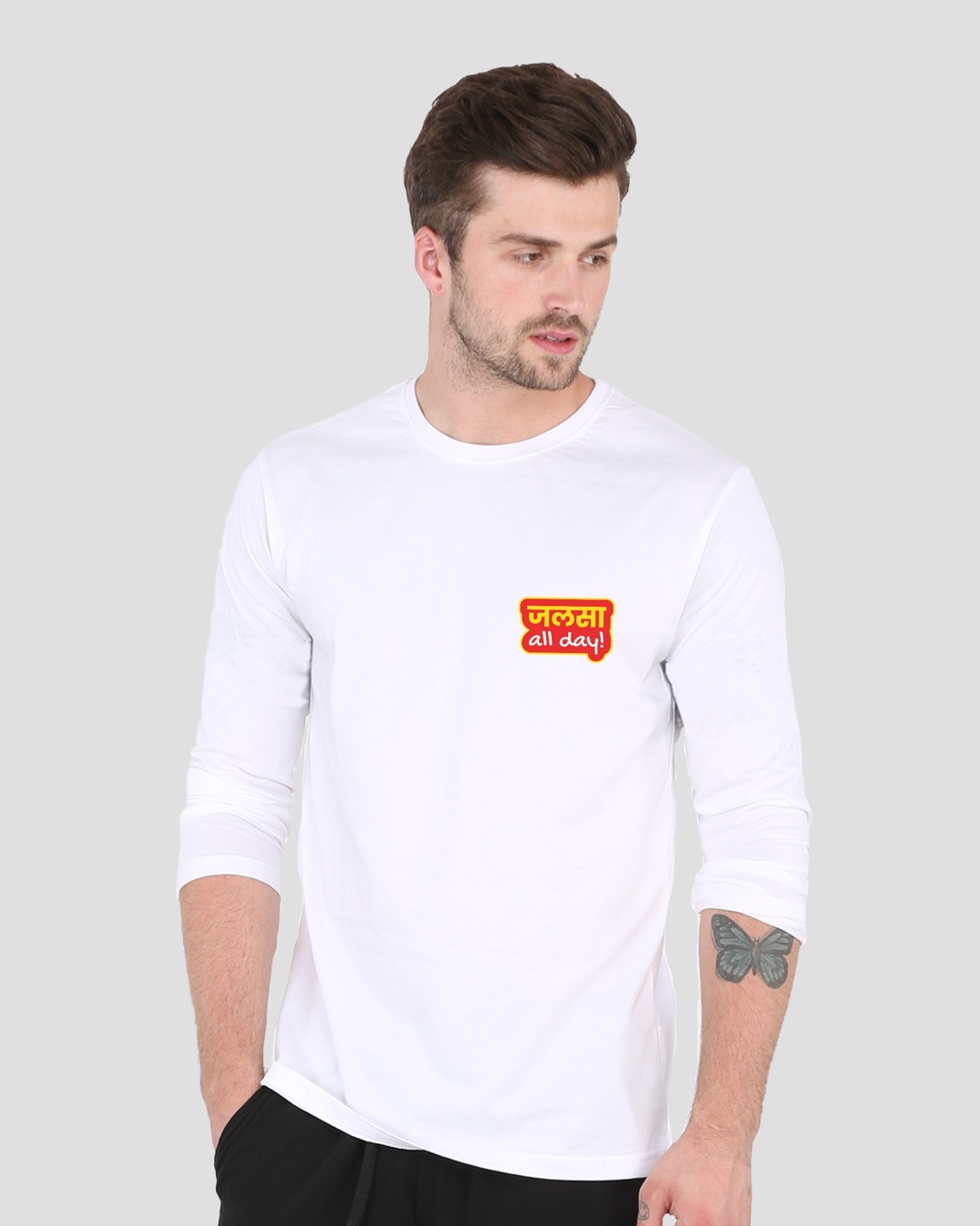 Shop Jalsa All Day Full Sleeve T-Shirt White-Back