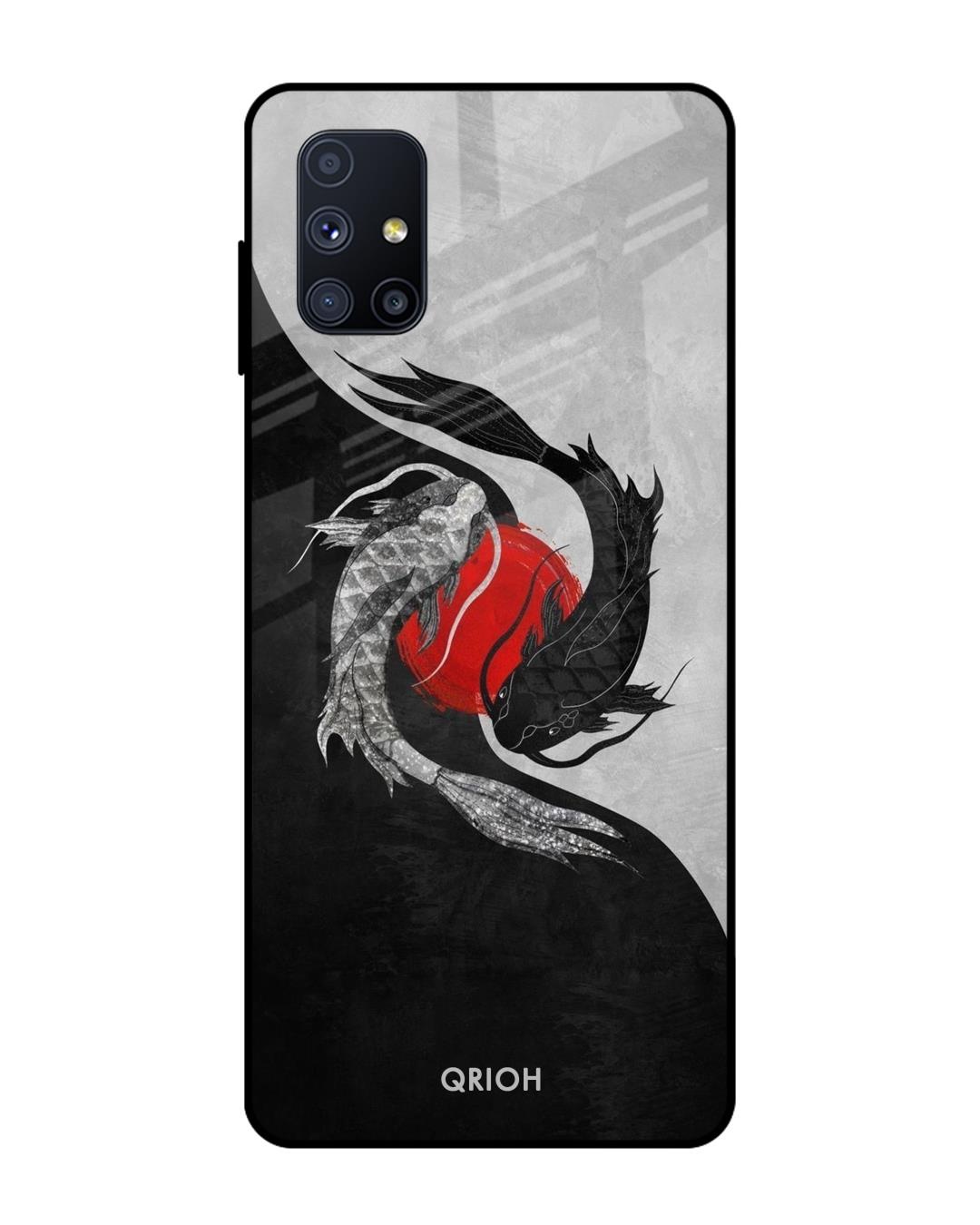 Shop Japanese Art Printed Premium Glass Cover For Samsung Galaxy M51(Impact Resistant, Matte Finish)-Back