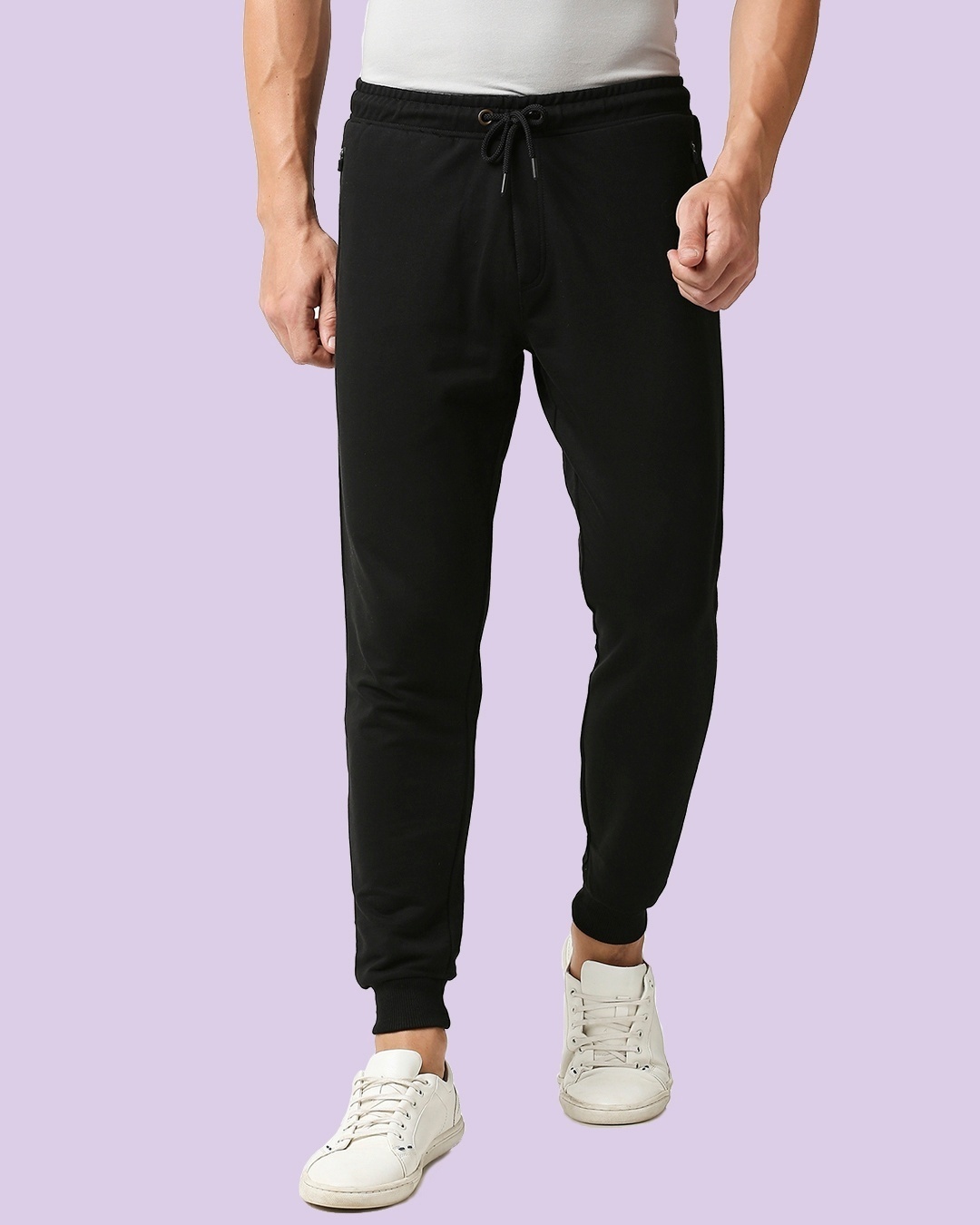 Shop Jet Black Casual Jogger Pants With Zipper-Front