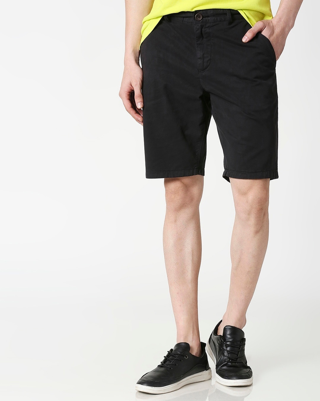 Shop Jet Black Chino Shorts-Front