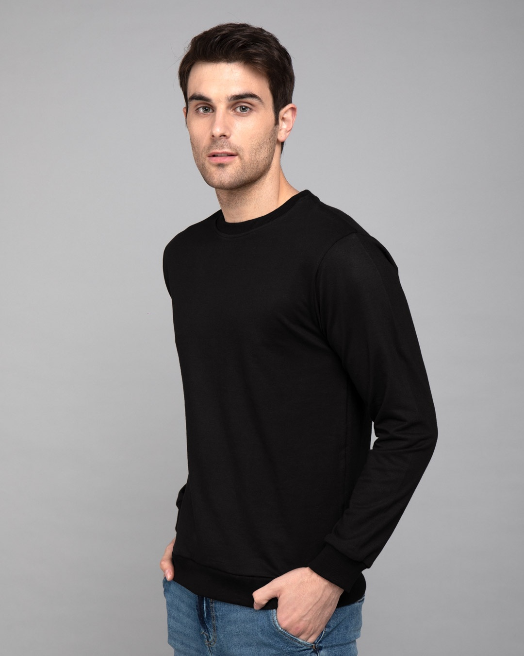 Shop Jet Black Fleece Light Sweatshirt-Back