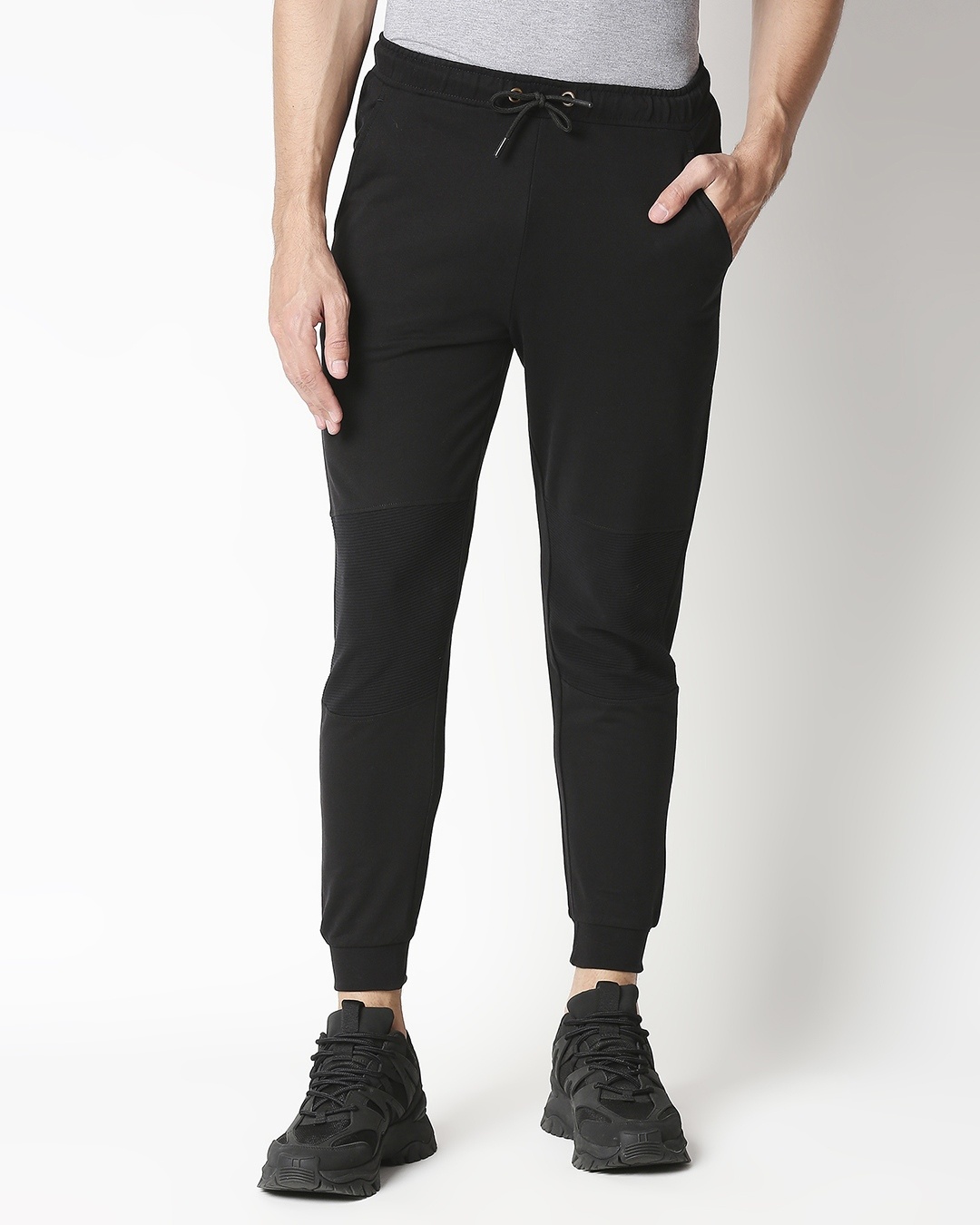 Shop Jet Black Men's Ottoman Panel Jogger-Back