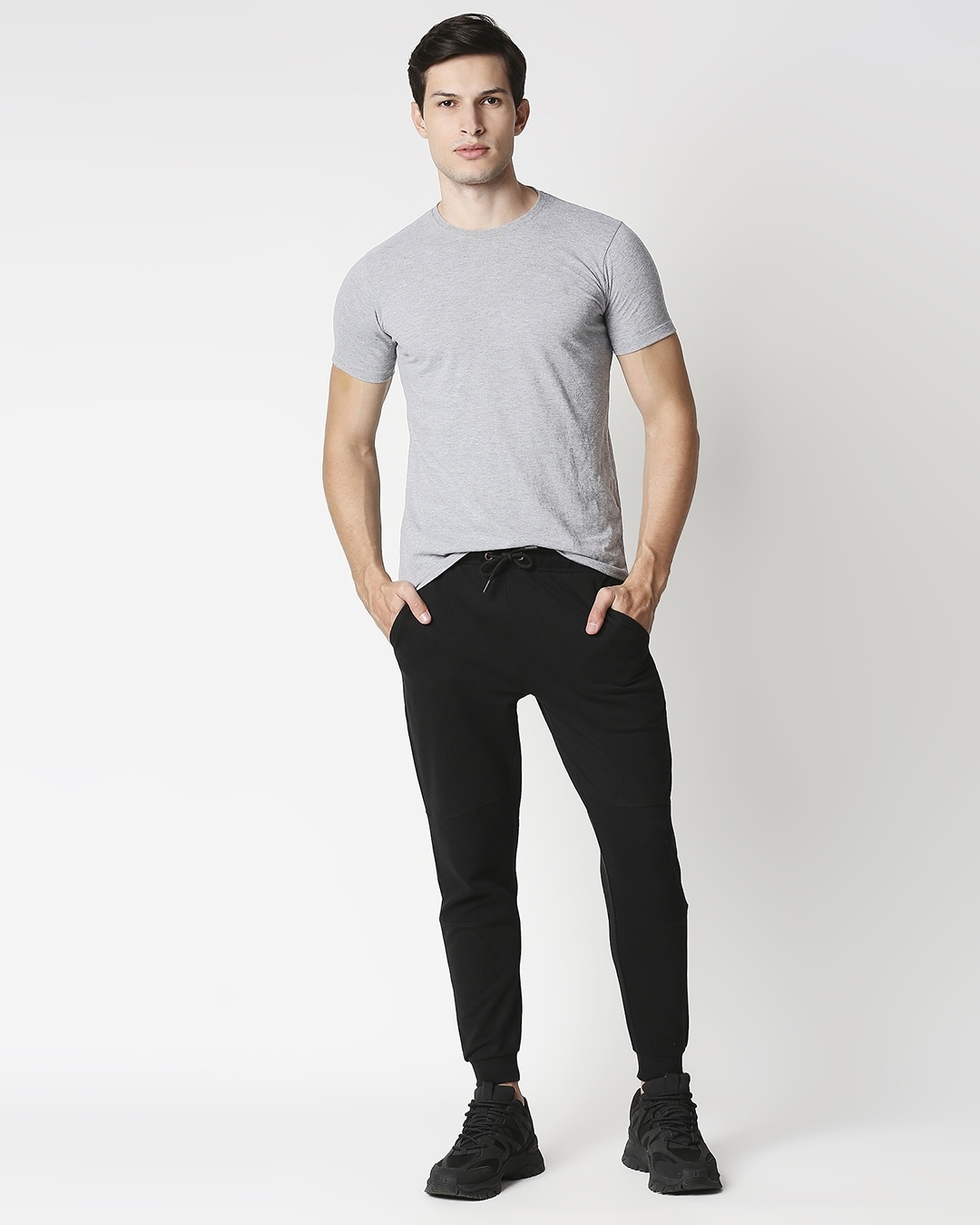 Shop Jet Black Men's Ottoman Panel Jogger