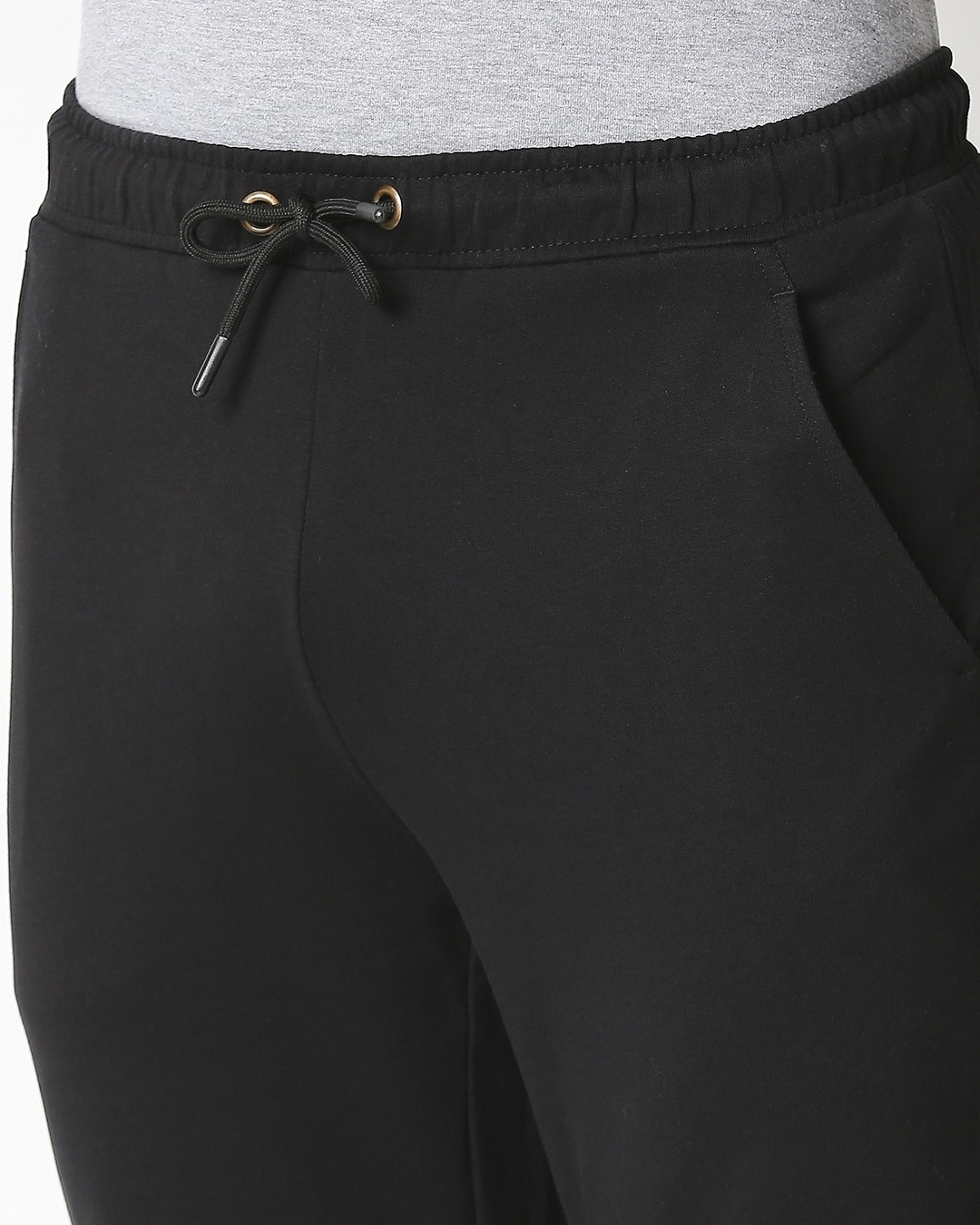 Shop Jet Black Men's Ottoman Panel Jogger