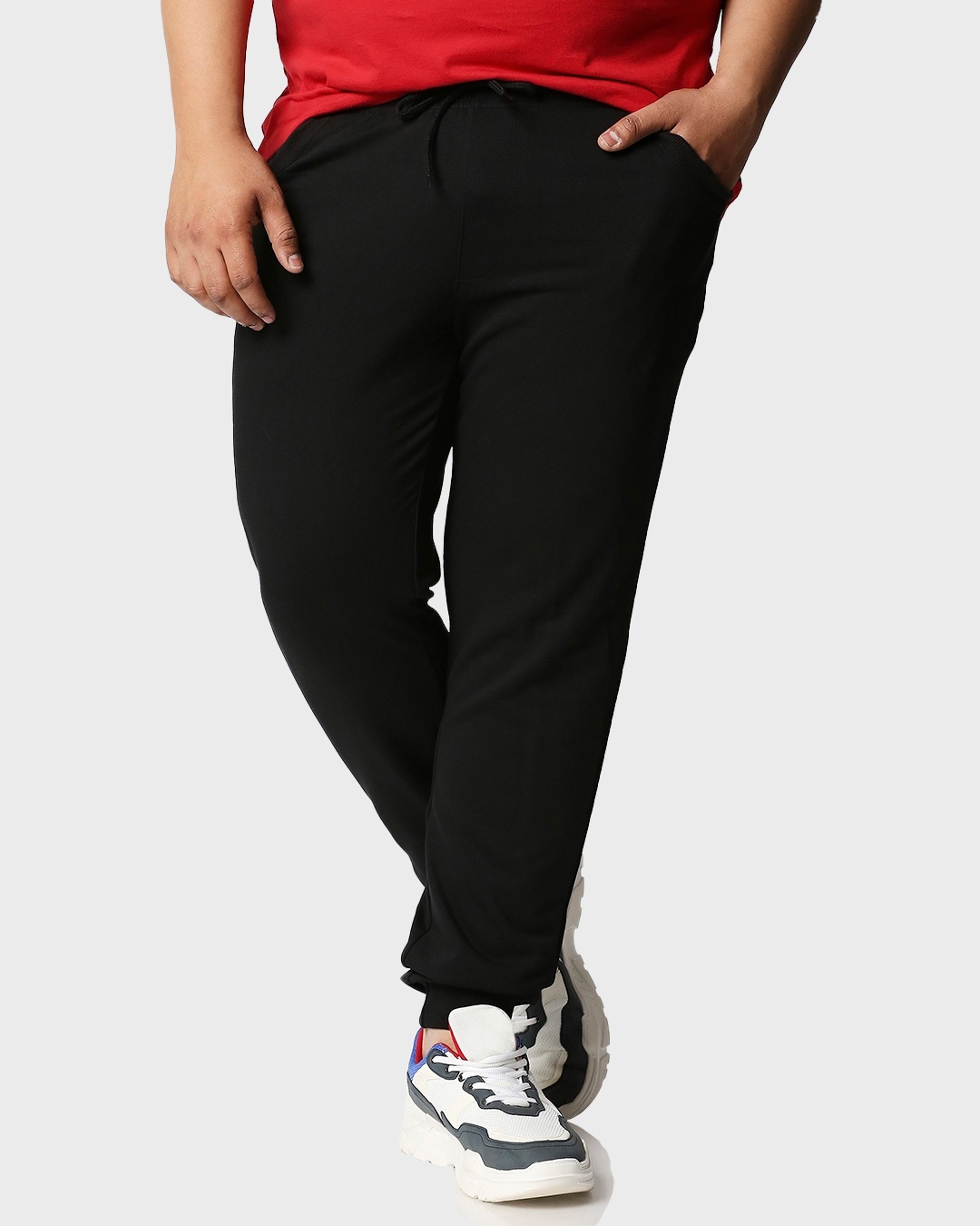 Shop Men's Black Plus Size Casual Jogger Pants-Front