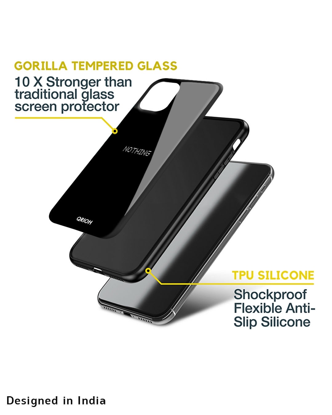 Shop Jet Black Premium Glass Case for Nothing Phone (1) (Shock Proof, Scratch Resistant)-Design