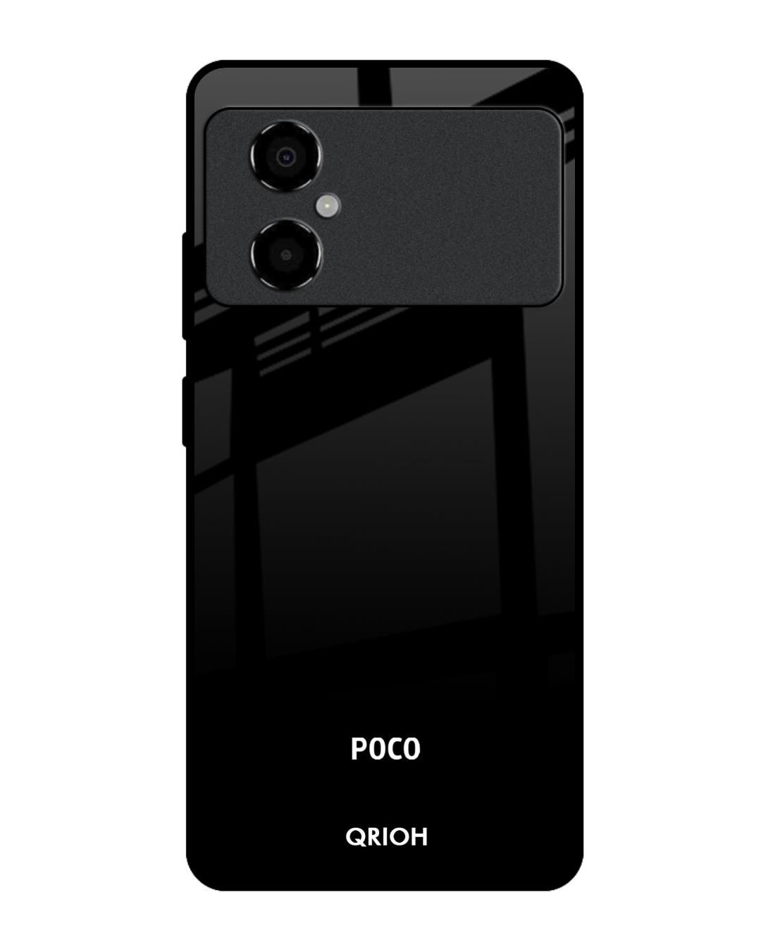 Shop Jet Black Premium Glass Case for Poco M4 5G (Shock Proof, Scratch Resistant)-Front