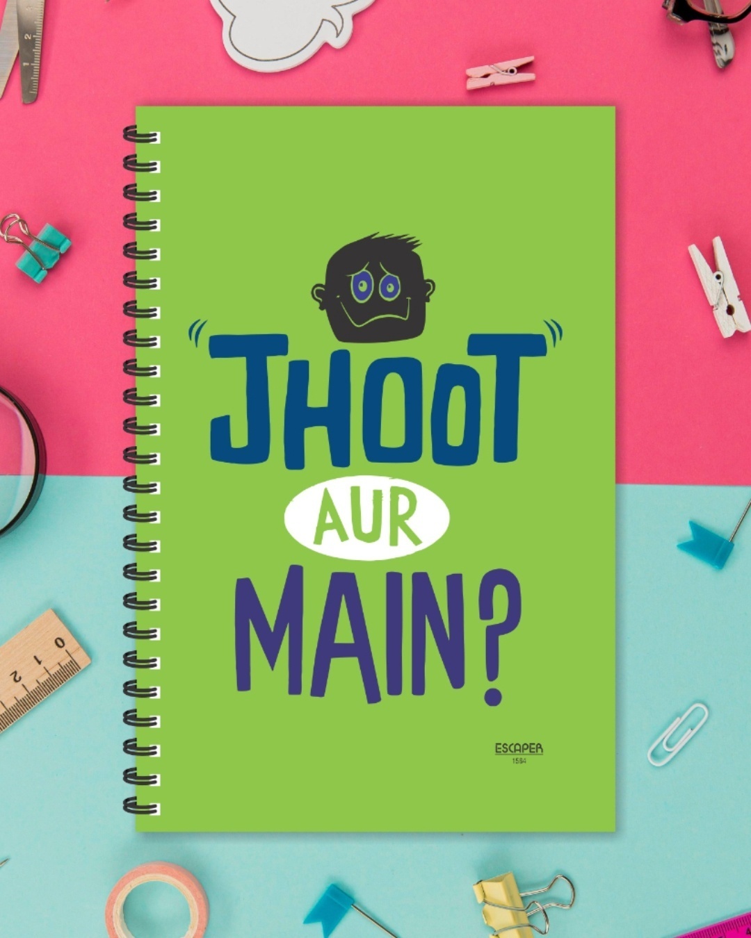 Shop Jhoot Aur Main Designer Notebook (Soft Cover, A5 Size, 160 Pages, Ruled Pages)-Front
