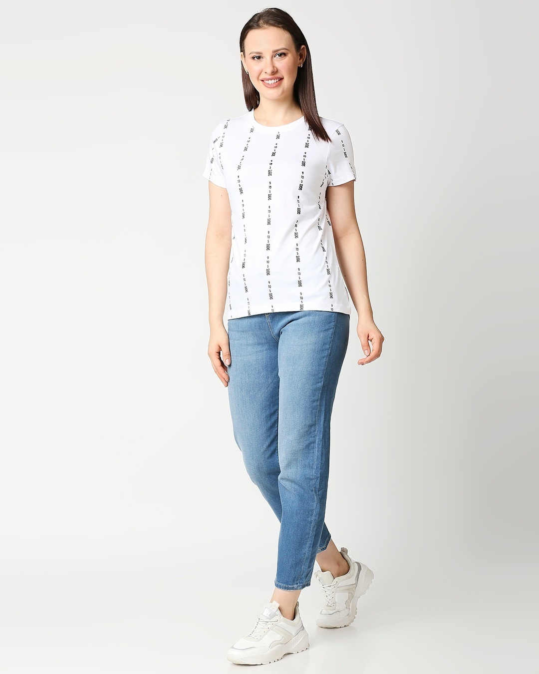 Shop Job Insanity All Over Printed Women Half Sleeve White T-Shirt