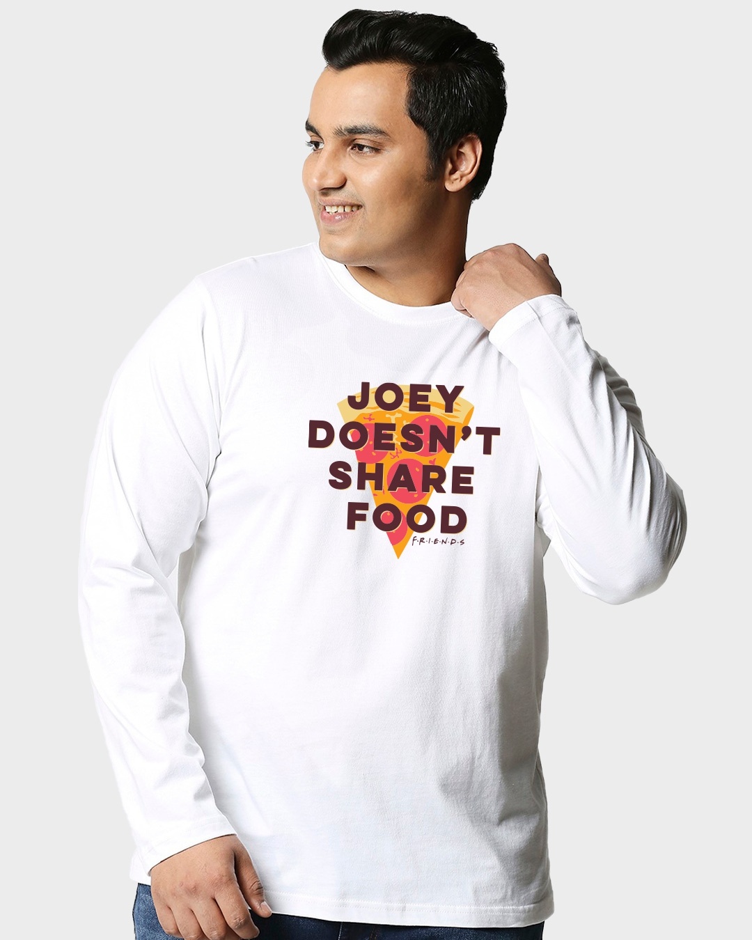 Shop Joey Doesn't Share (FRL) Full Sleeves Plus Size T-Shirt-Front