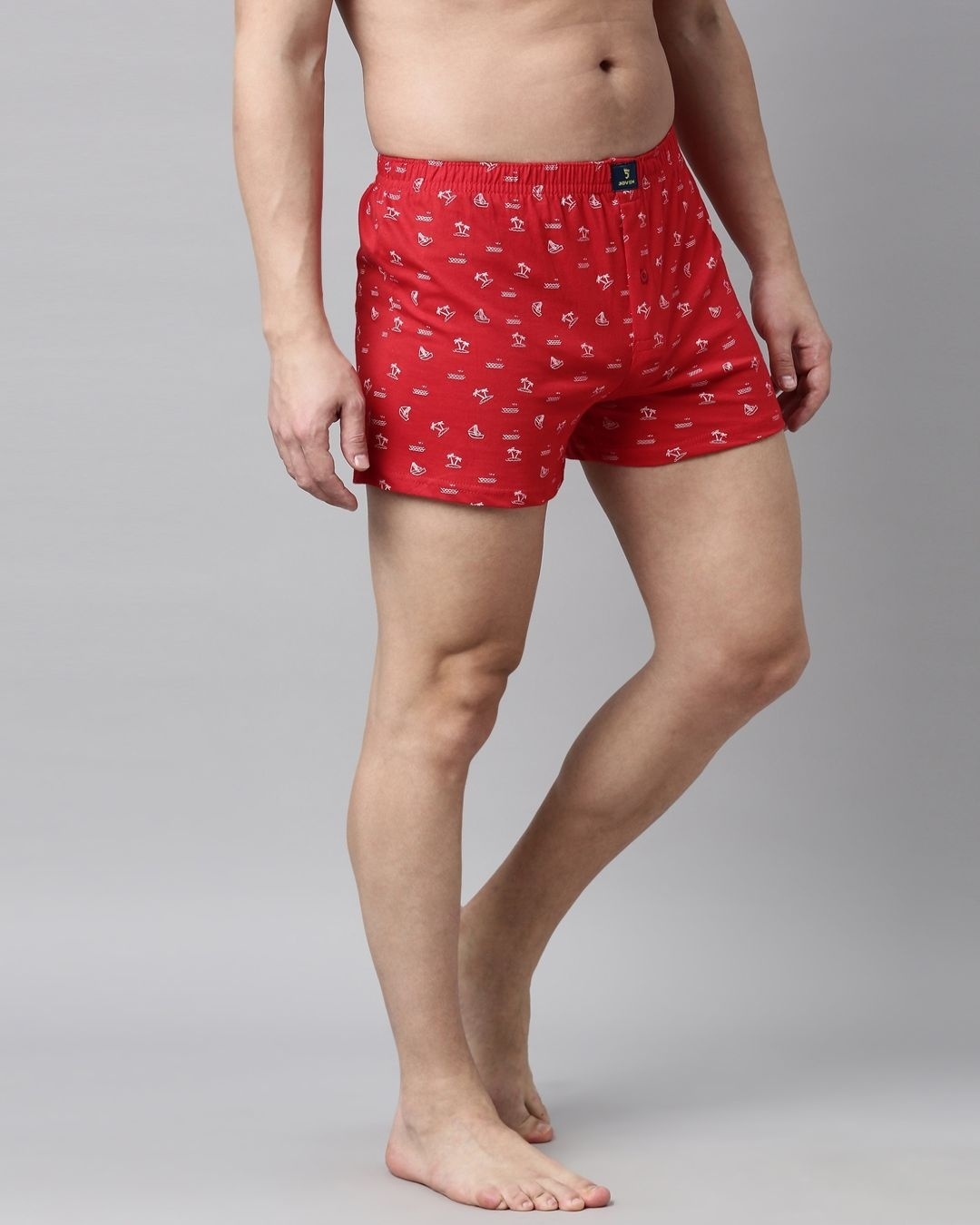 Shop Red Printed Knitted Men's Boxer-Design