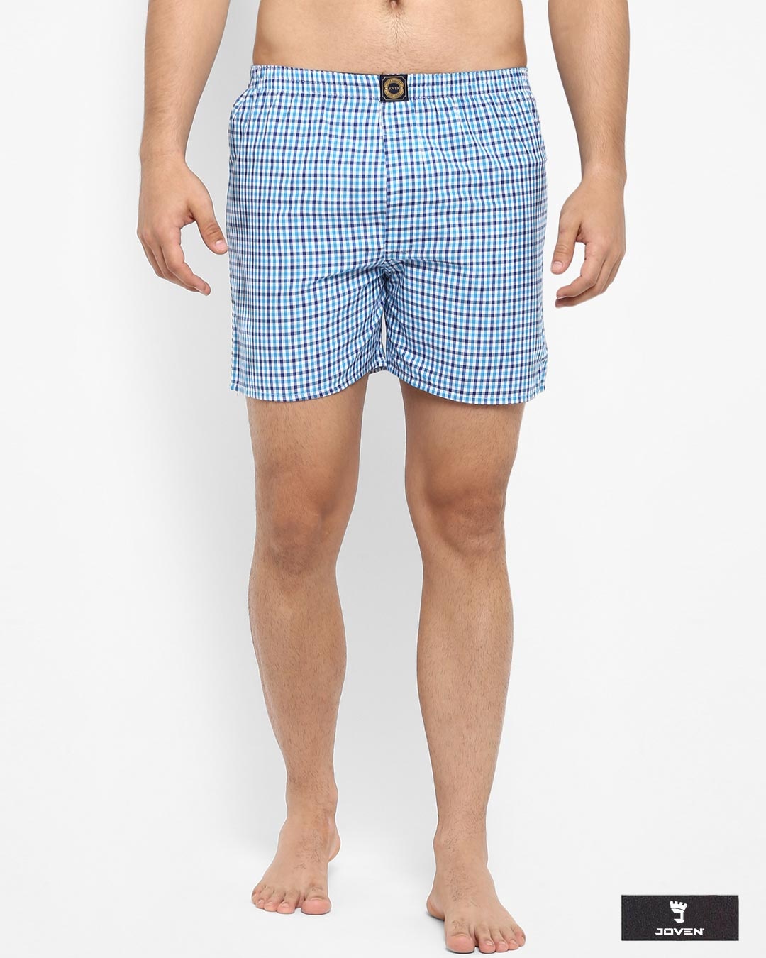 Shop | White And Blue Checked Boxers-Full