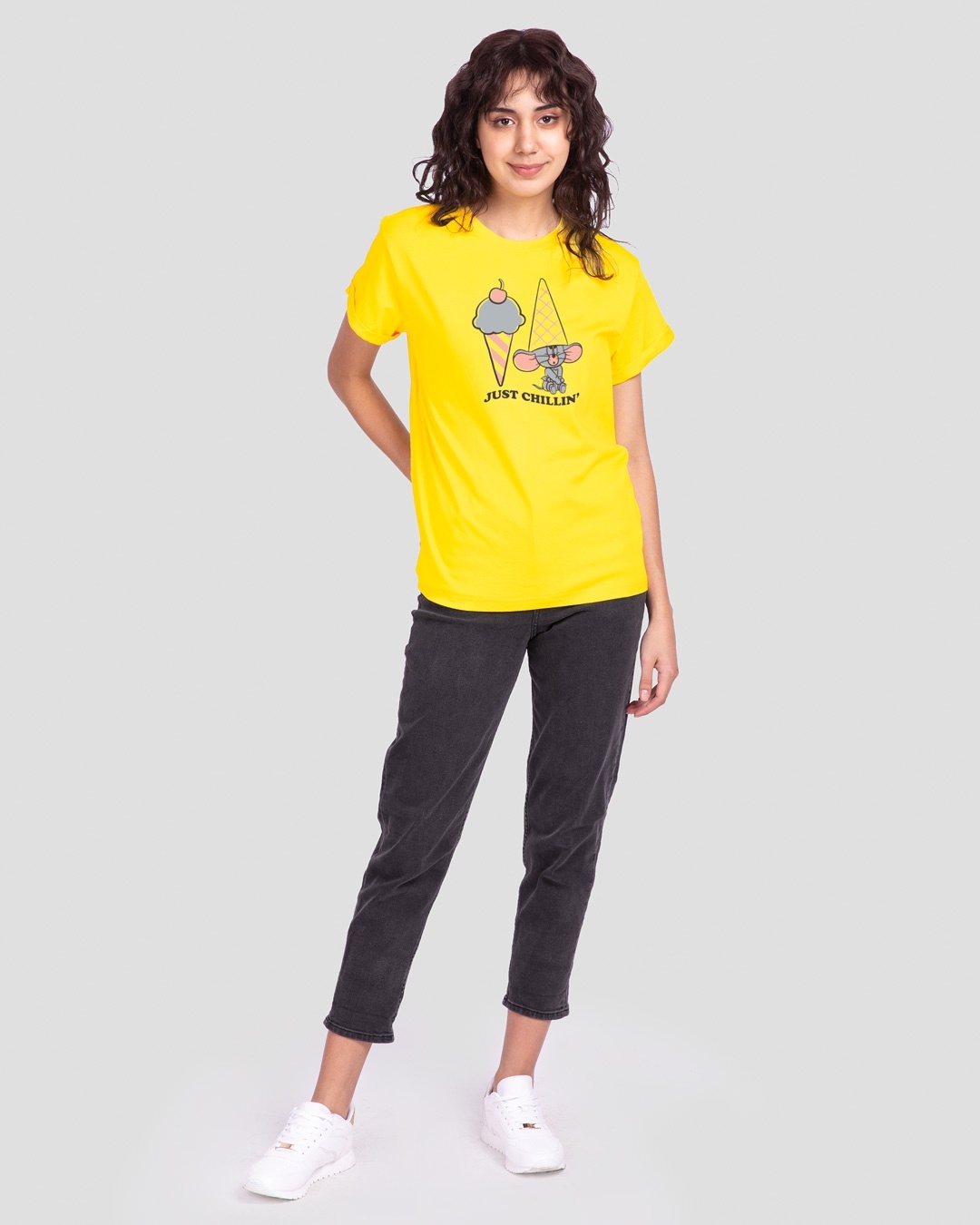 Shop Just Chillin Nibbles Boyfriend T-Shirt Pineapple Yellow-Full