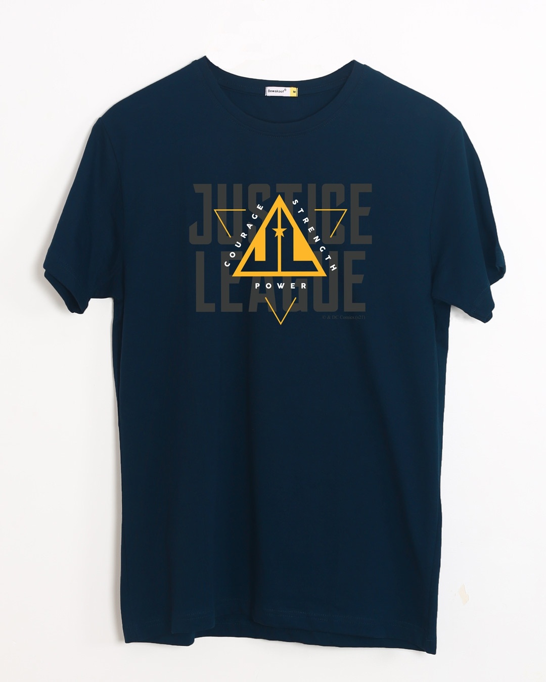 Shop Justice League Triad Half Sleeve T-Shirt Navy Blue-Back