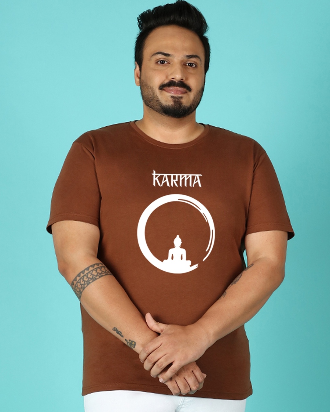 Shop Karma Cycle Plus Size Half Sleeve T-shirt-Front