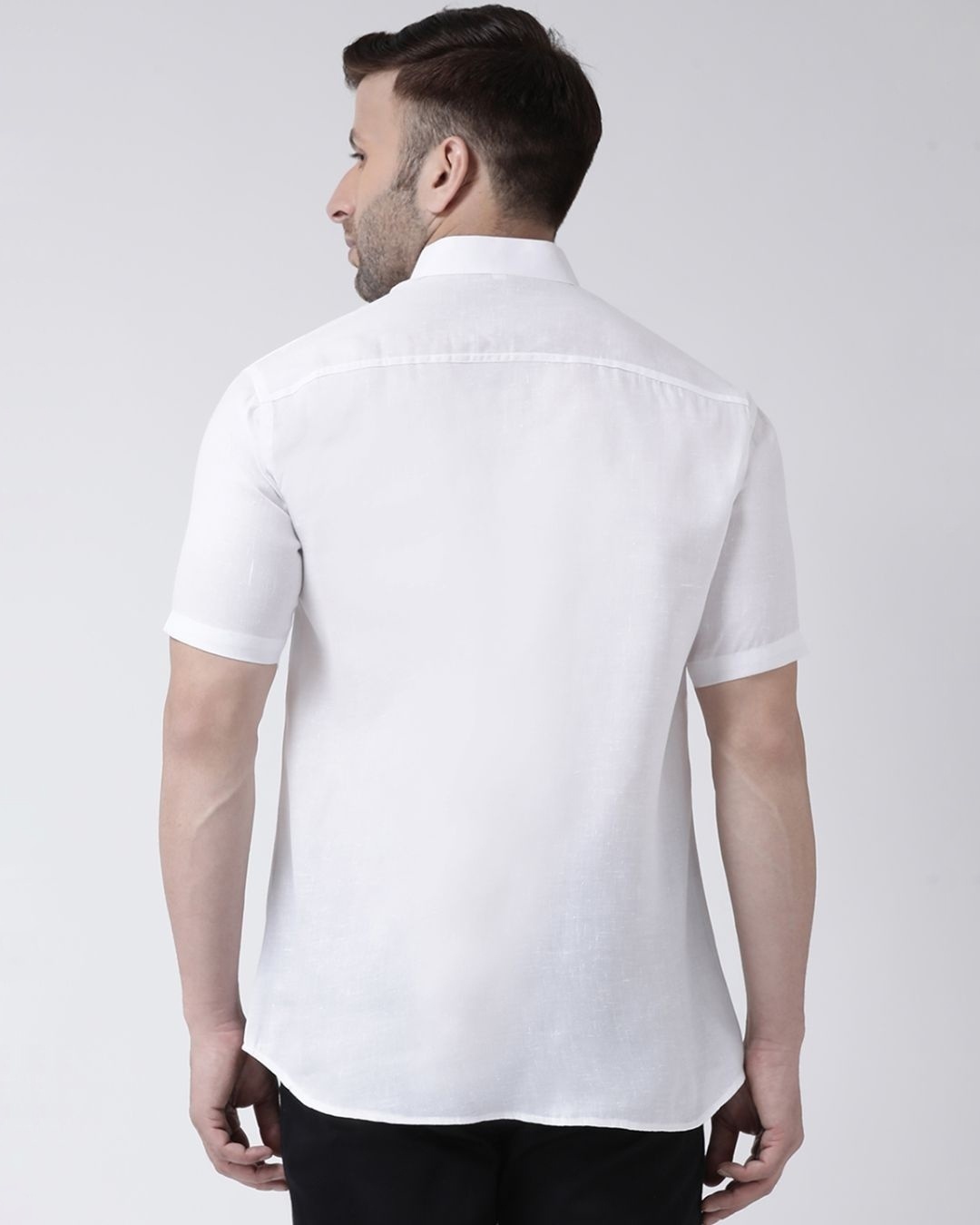 Shop Half Sleeves Cotton Casual Chinese Neck Shirt-Back