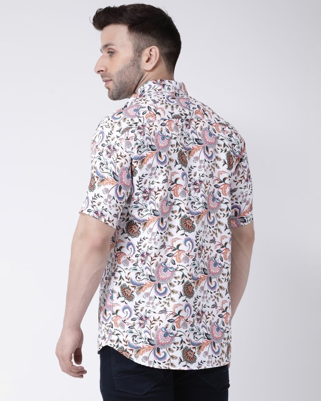 Shop Half Sleevess Cotton Casual Printed Shirt-Back