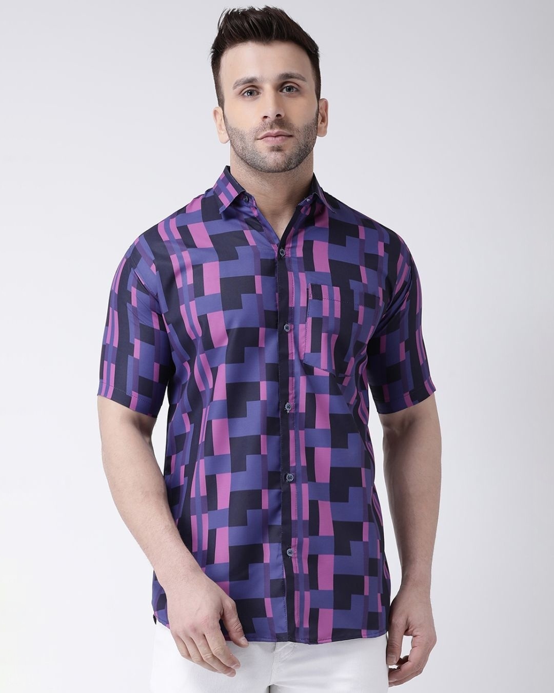Shop Half Sleevess Cotton Casual Printed Shirt-Front