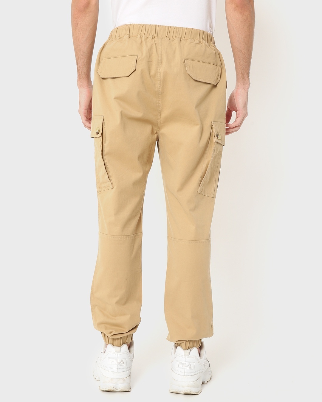 Buy Khaki Elastic Waistband Cargo Pants for Men brown Online at Bewakoof