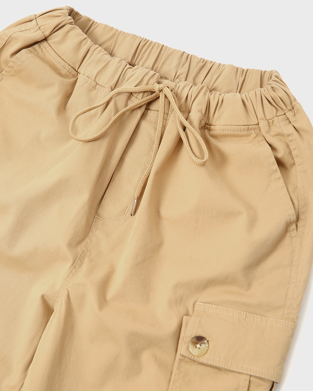 Shop Khaki Elastic Waistband Cargo Pants