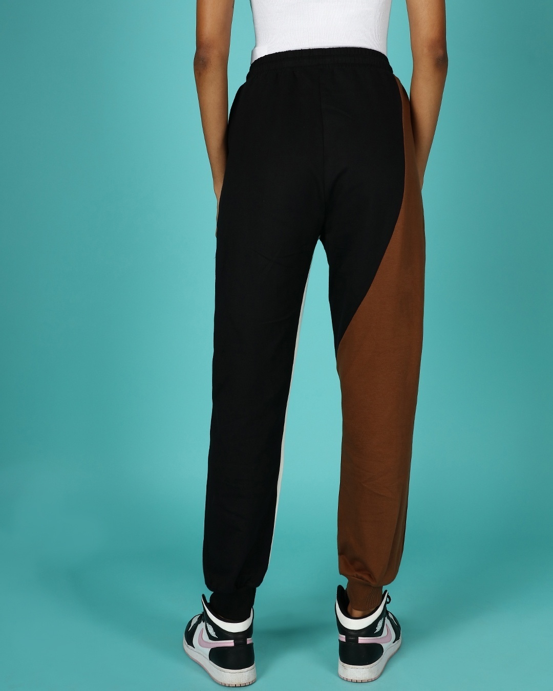 Shop Women's Killer Brown & Black Color Block Joggers-Design