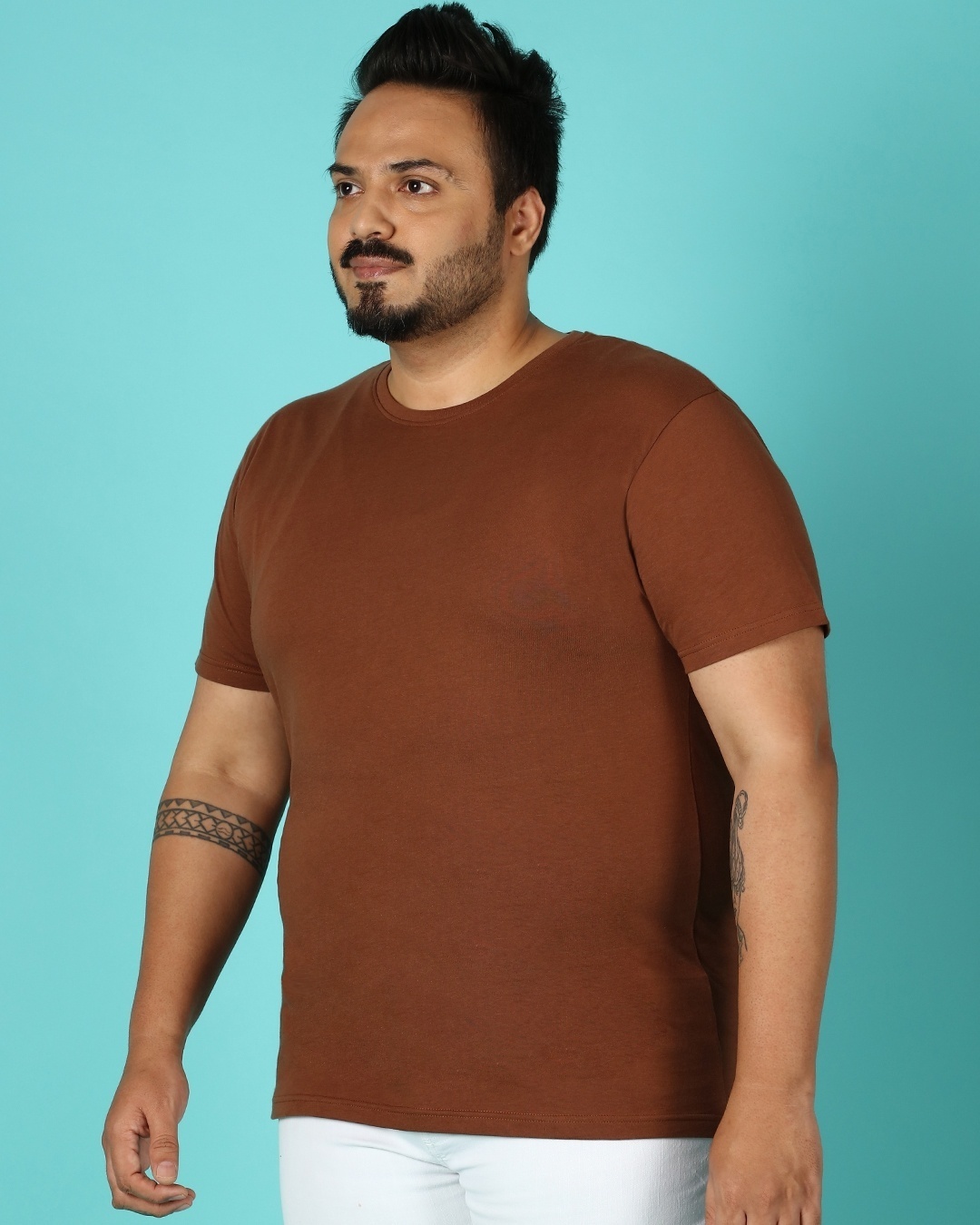 Shop Killer Brown Plus Size Half Sleeve T-shirt-Back