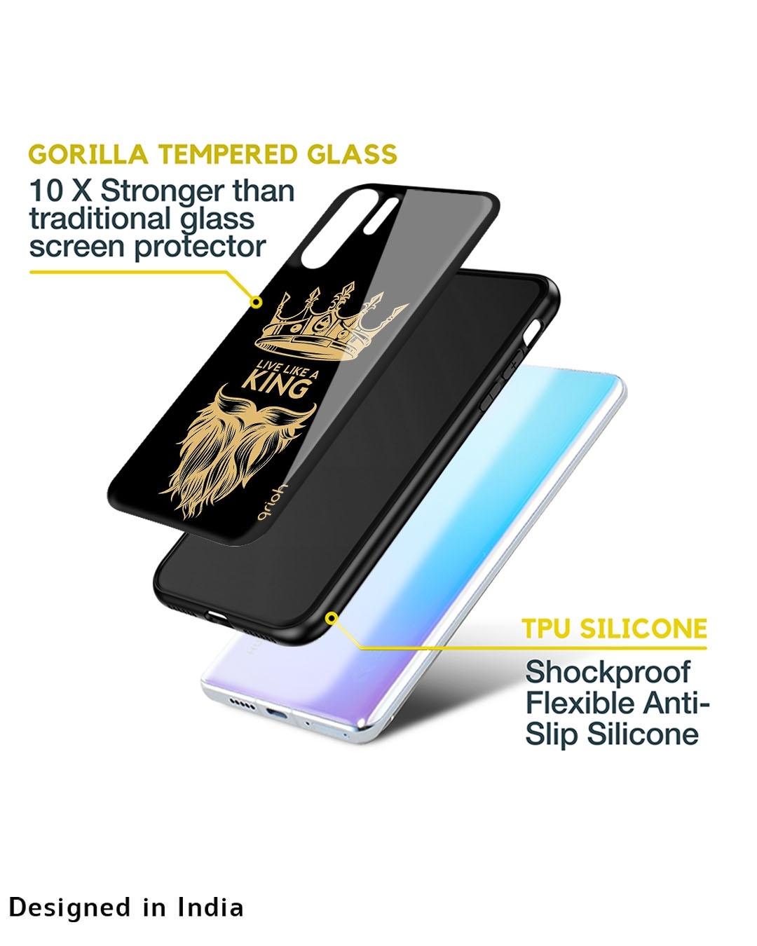 Shop King Life Printed Premium Glass Cover For  A52(Impact Resistant, Matte Finish)-Design