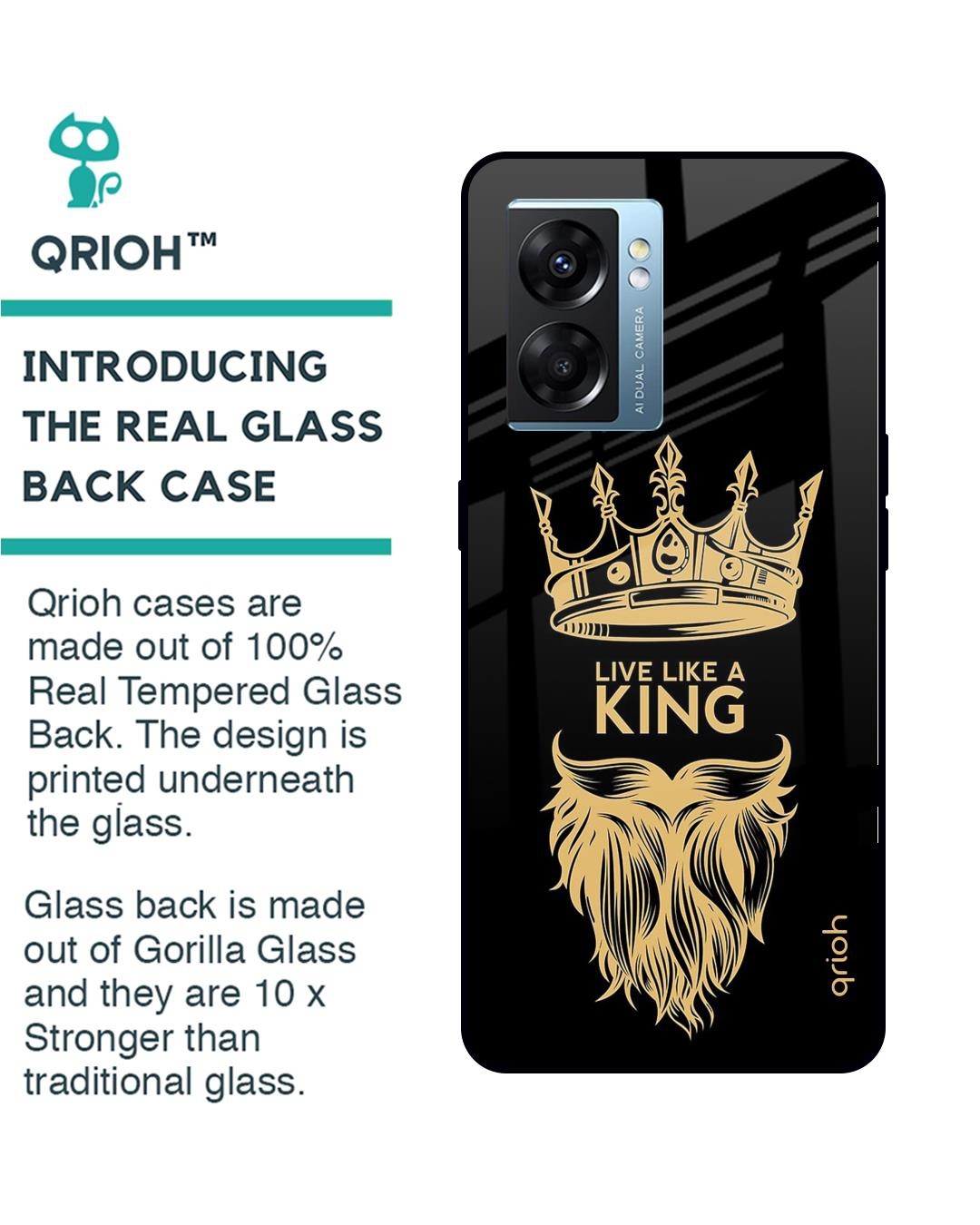 Shop King Life Printed Premium Glass Cover for Oppo K10 5G (Shock Proof, Scratch Resistant)-Back