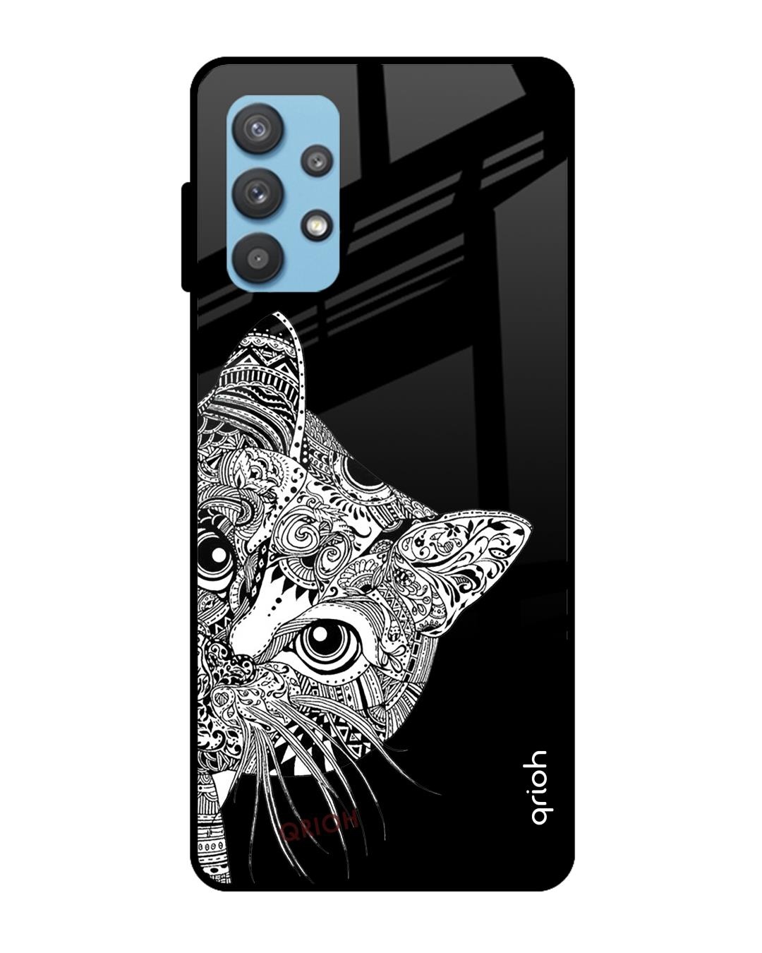 Shop Kitten Mandala Printed Premium Glass Cover For  A72(Impact Resistant, Matte Finish)-Front