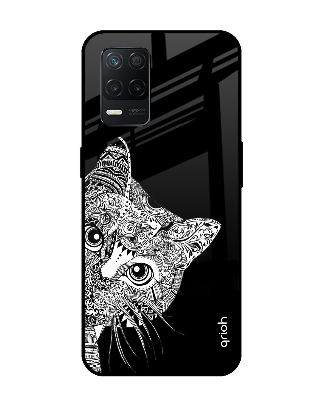 Shop Kitten Mandala Printed Premium Glass Cover for Realme 8 5G (Shock Proof, Scratch Resistant)-Front