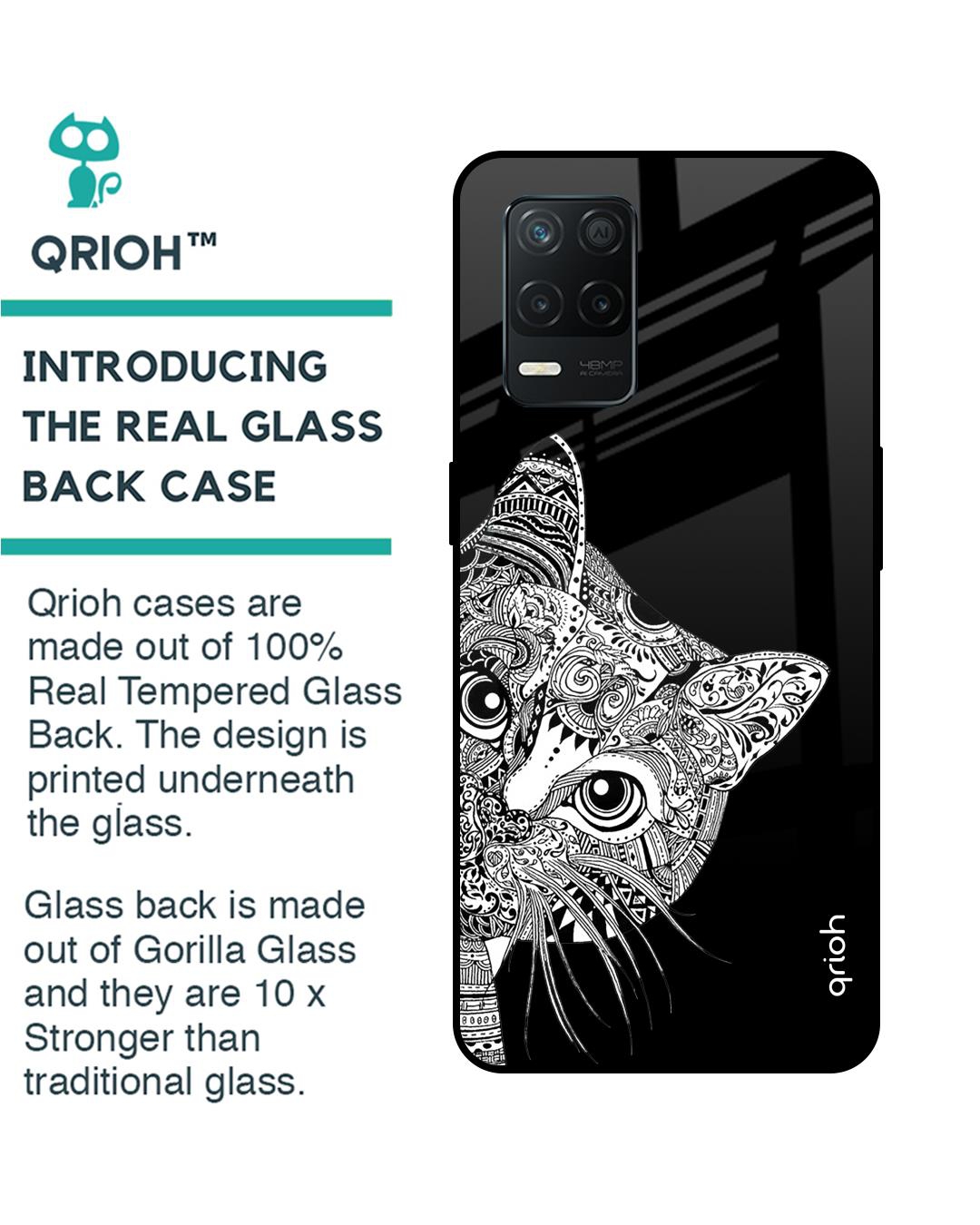 Shop Kitten Mandala Printed Premium Glass Cover for Realme 8 5G (Shock Proof, Scratch Resistant)-Back