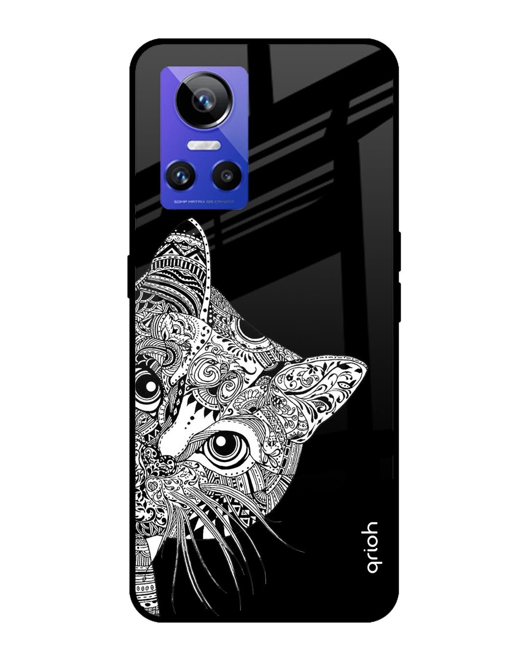 Shop Kitten Mandala Printed Premium Glass Cover for Realme GT Neo 3 (Shock Proof, Scratch Resistant)-Front