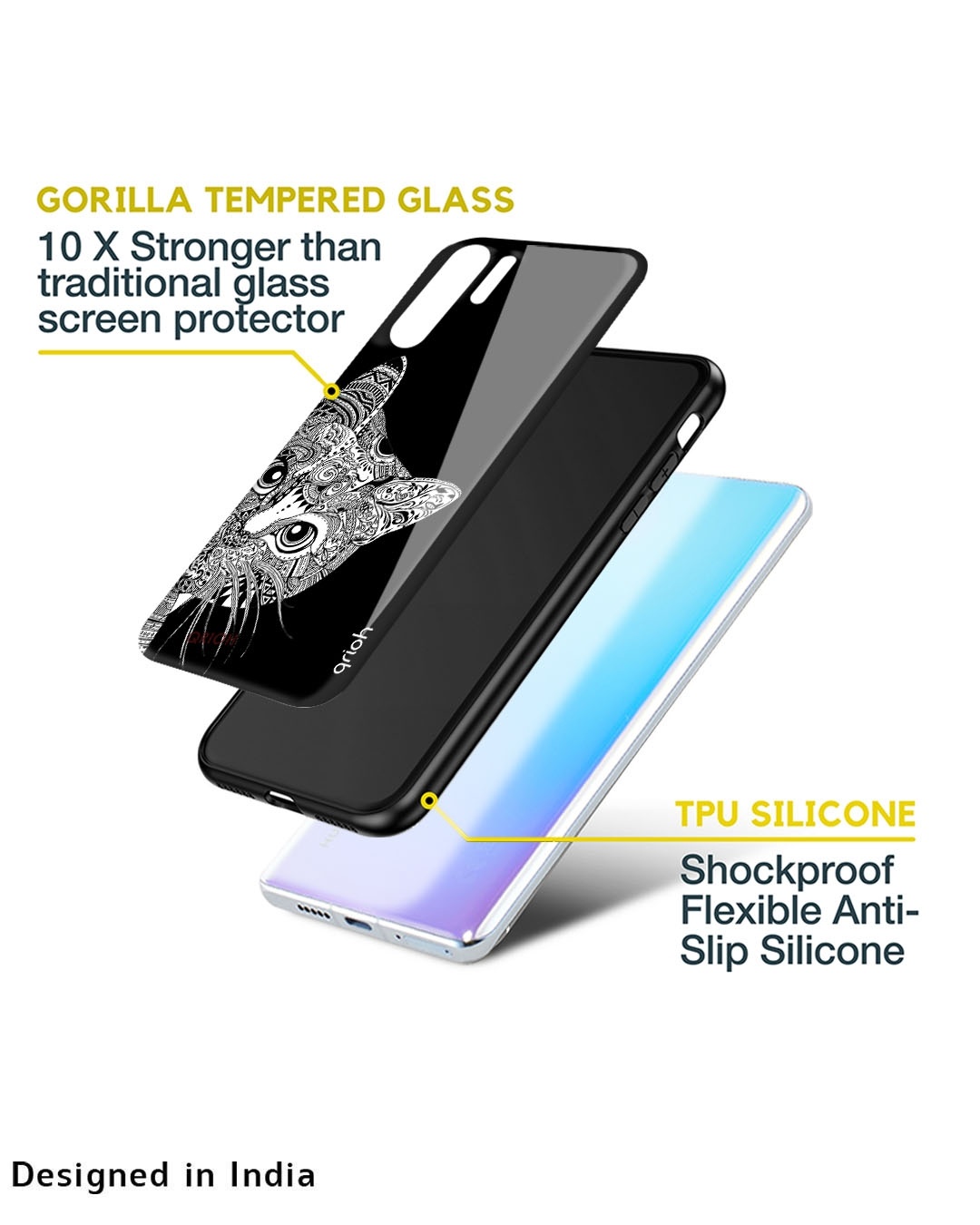 Shop Kitten Mandala Printed Premium Glass Cover For  S21 FE 5G(Impact Resistant-Design