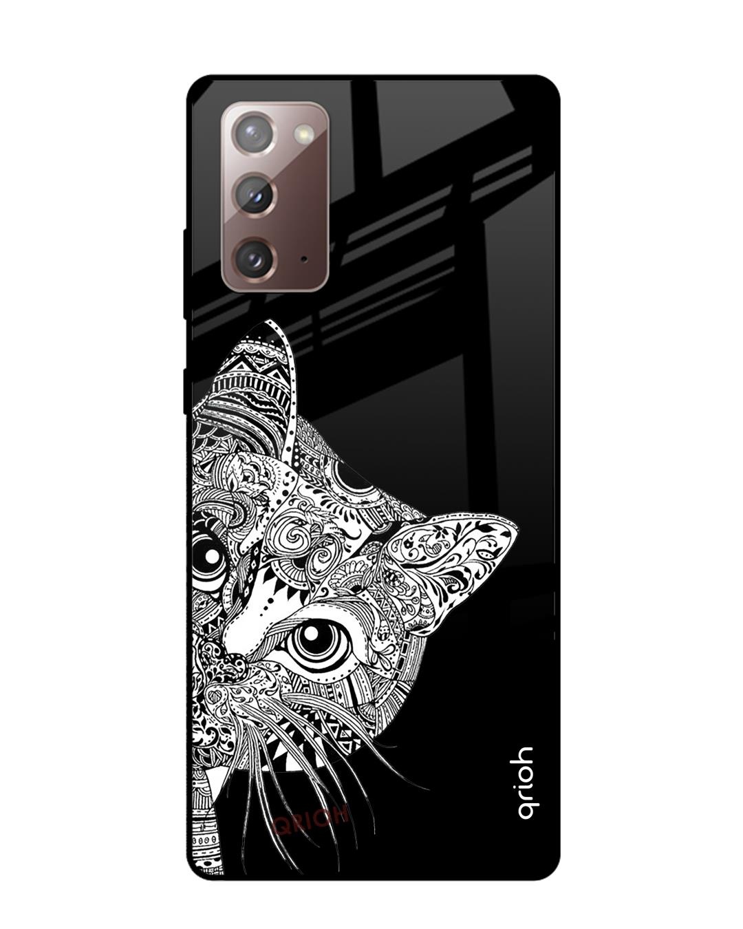 Shop Kitten Mandala Printed Premium Glass Cover For Samsung Galaxy Note 20(Impact Resistant-Front
