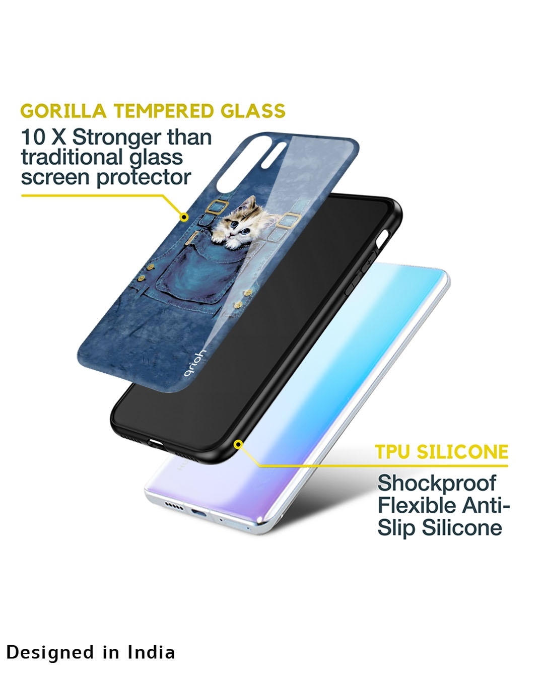Shop Kitty In Pocket Printed Premium Glass Cover For  A12(Impact Resistant, Matte Finish)-Design