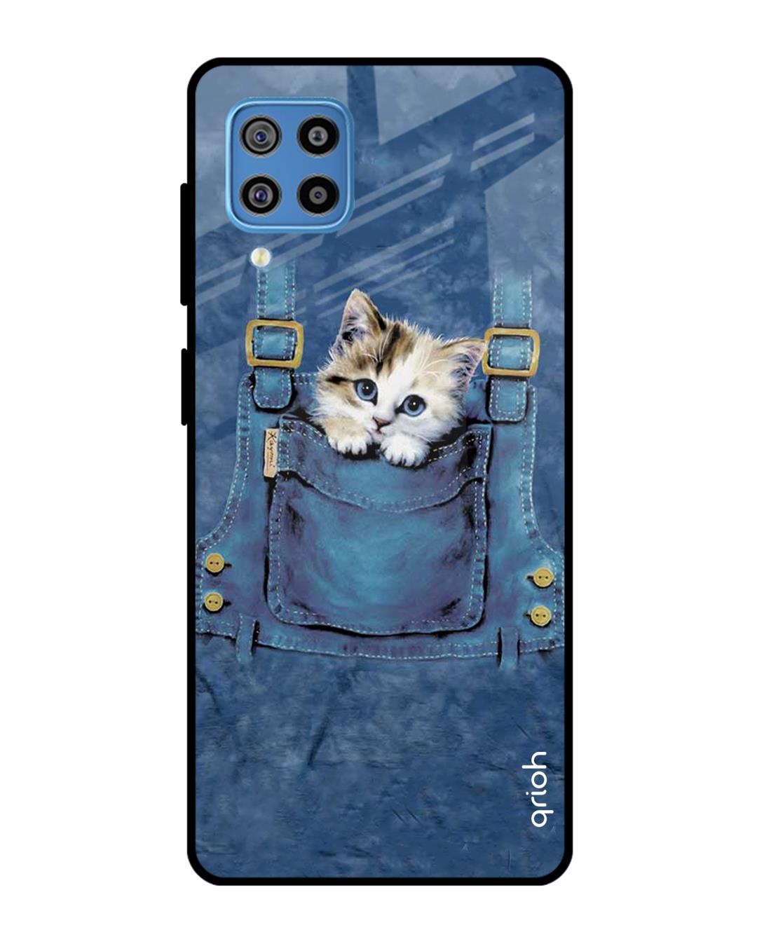 Shop Kitty In Pocket Printed Premium Glass Cover For  F22(Impact Resistant, Matte Finish)-Back