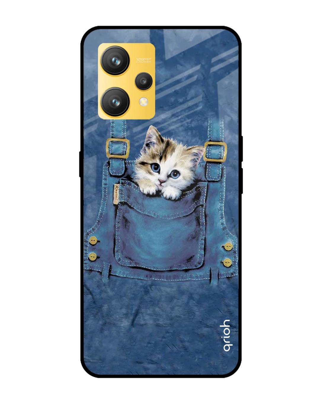 Shop Kitty In Pocket Printed Premium Glass Cover for Realme 9 4G (Shock Proof, Scratch Resistant)-Front