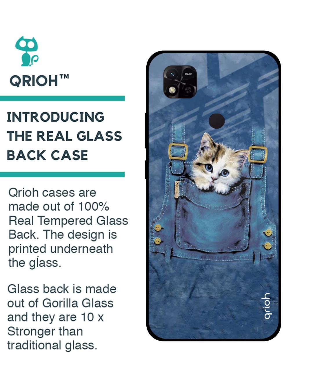Shop Kitty In Pocket Printed Premium Glass Cover For Redmi 10A (Impact Resistant, Matte Finish)-Back