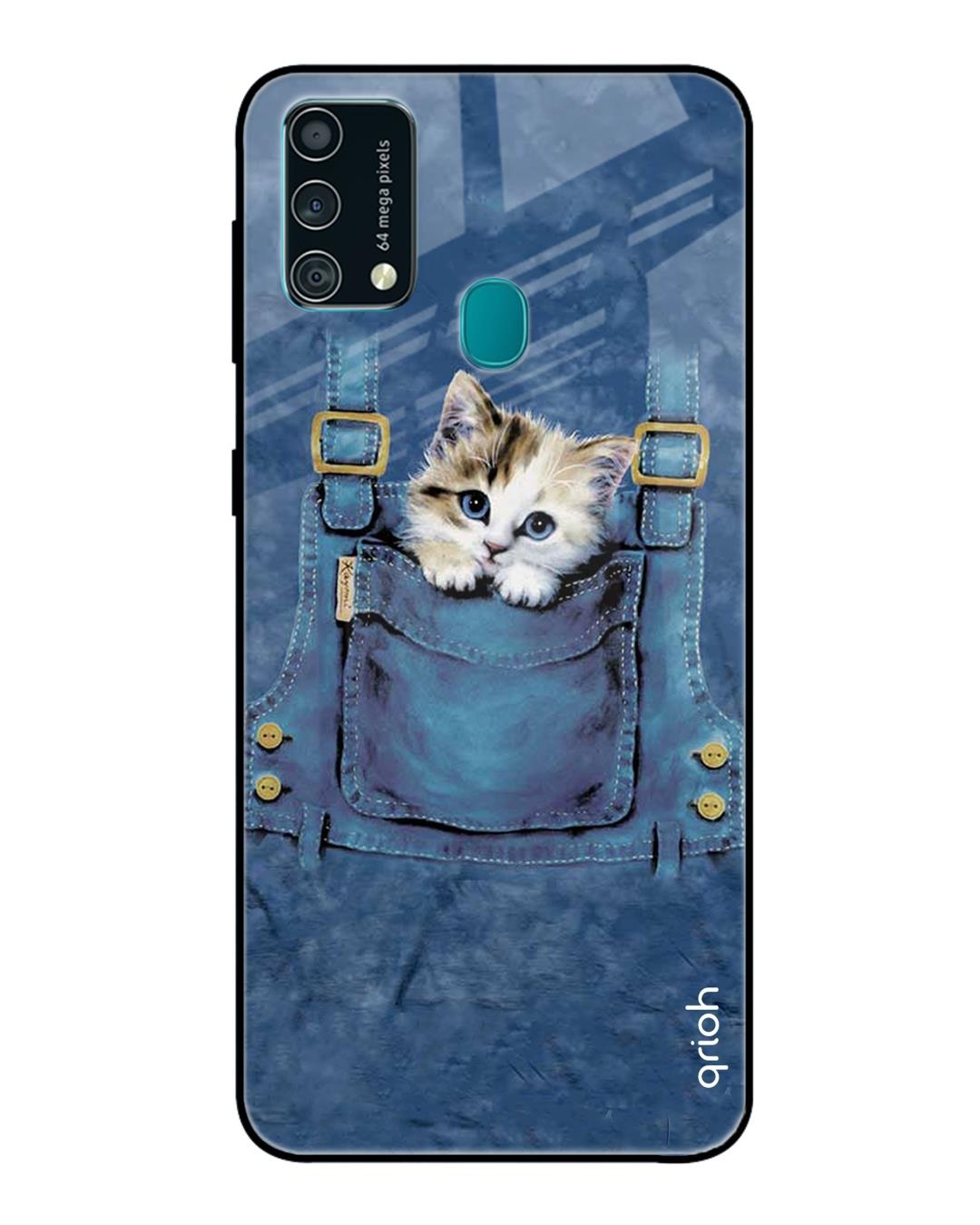 Shop Kitty In Pocket Printed Premium Glass Cover For Samsung Galaxy F41(Impact Resistant, Matte Finish)-Front