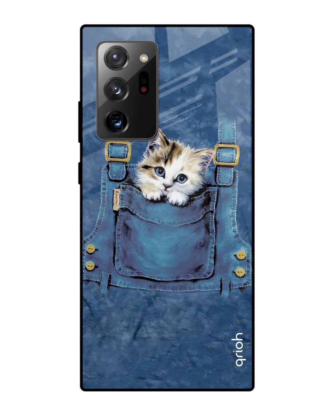 Shop Kitty In Pocket Printed Premium Glass Cover For Samsung Galaxy Note 20 Ultra(Impact Resistant-Back