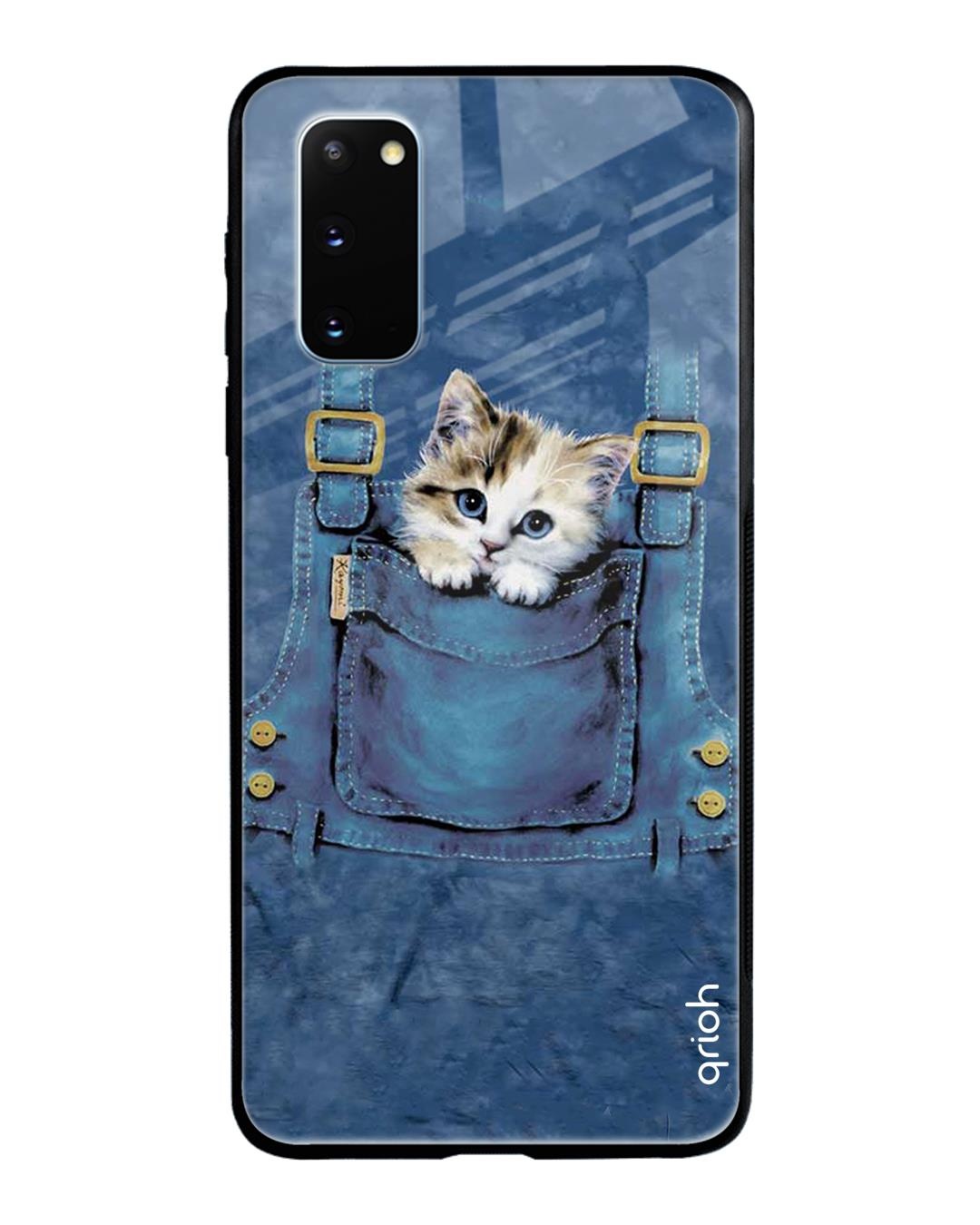 Shop Kitty In Pocket Printed Premium Glass Cover For Samsung Galaxy S20(Impact Resistant, Matte Finish)-Back
