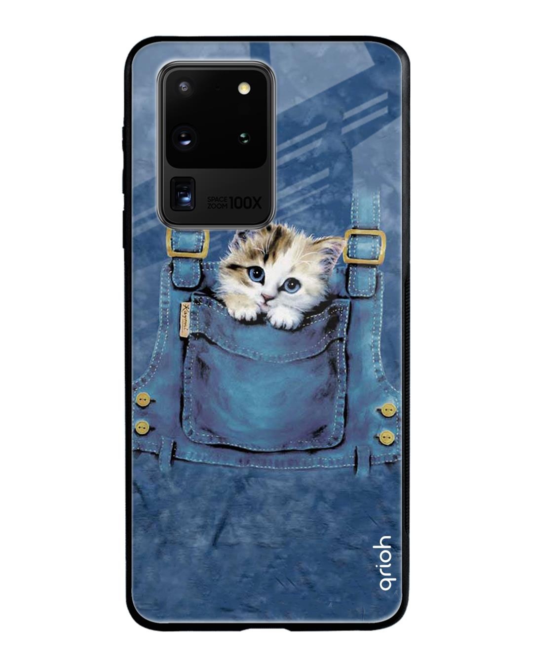Shop Kitty In Pocket Printed Premium Glass Cover For Samsung Galaxy S20 Ultra(Impact Resistant-Back