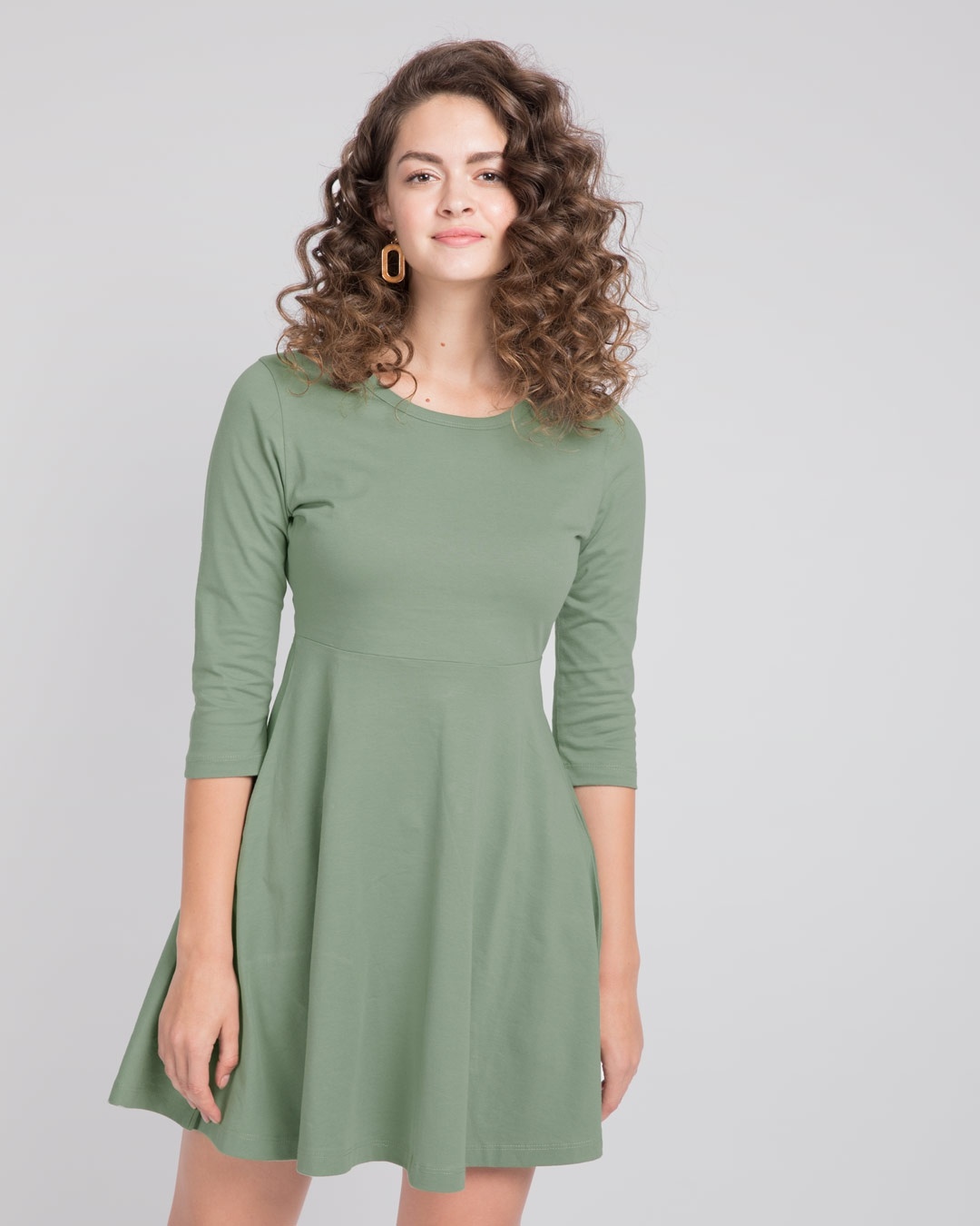 Shop Laurel Green Flared Dress-Front