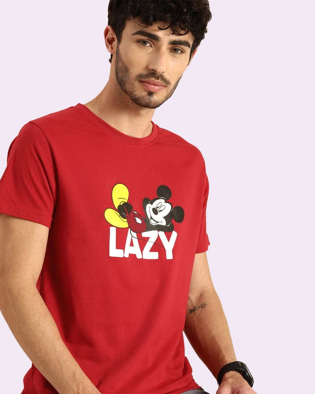 Shop Lazy Mickey Half Sleeve T-Shirt-Front