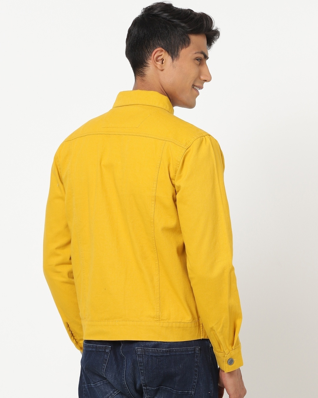 Shop Men's Yellow Twill Denim Jacket-Design