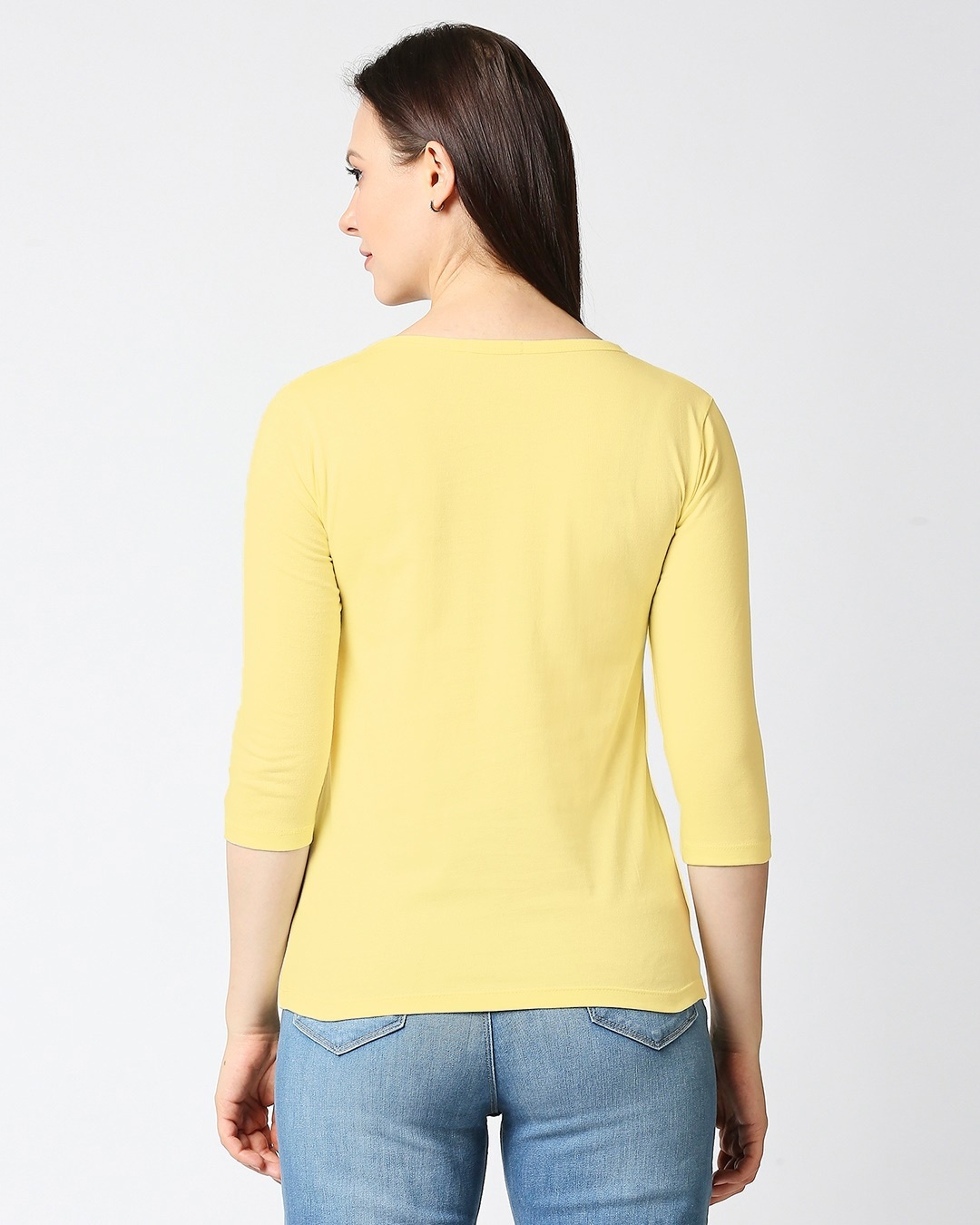 Shop Lemon Drop 3/4 Sleeve Slim Fit T-Shirts-Back